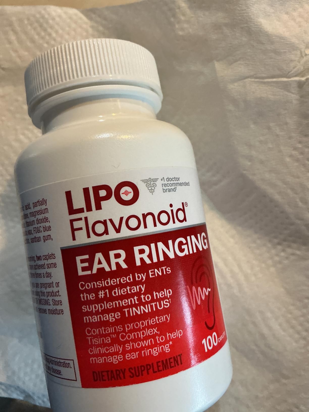 LIPO Ear Ringing Support Supplement - Lemon Bioflavonoid Complex with Vitamins C, B1, B2, B6, B12, & Calcium - Inner Ear Health & Circulation Support for Ringing Ears - 100 Caplets customer photo 1