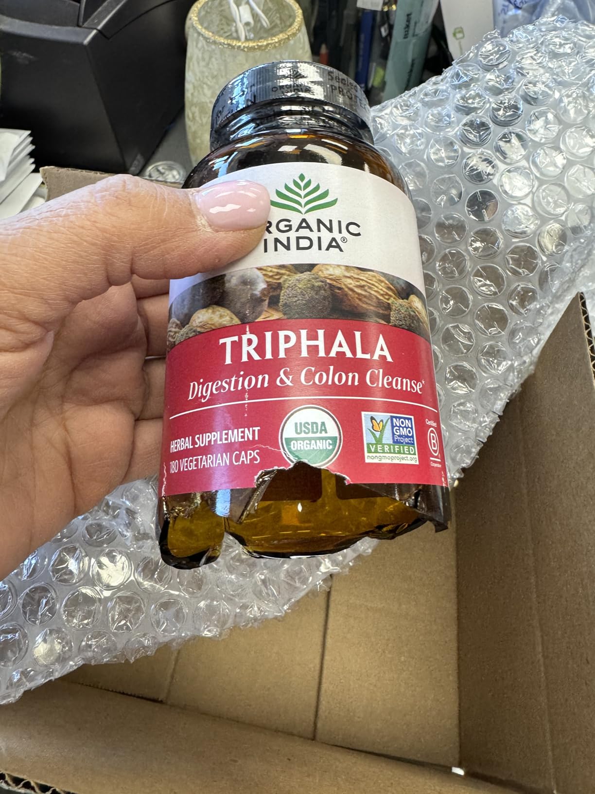 ORGANIC INDIA Triphala Capsules Organic - Herbal Supplement with Amla, Bibhitaki, Haritaki, Digestion & Colon Support, Immune System Support, Adaptogen, Vegan, USDA Certified Organic - 180 Capsules customer photo 1