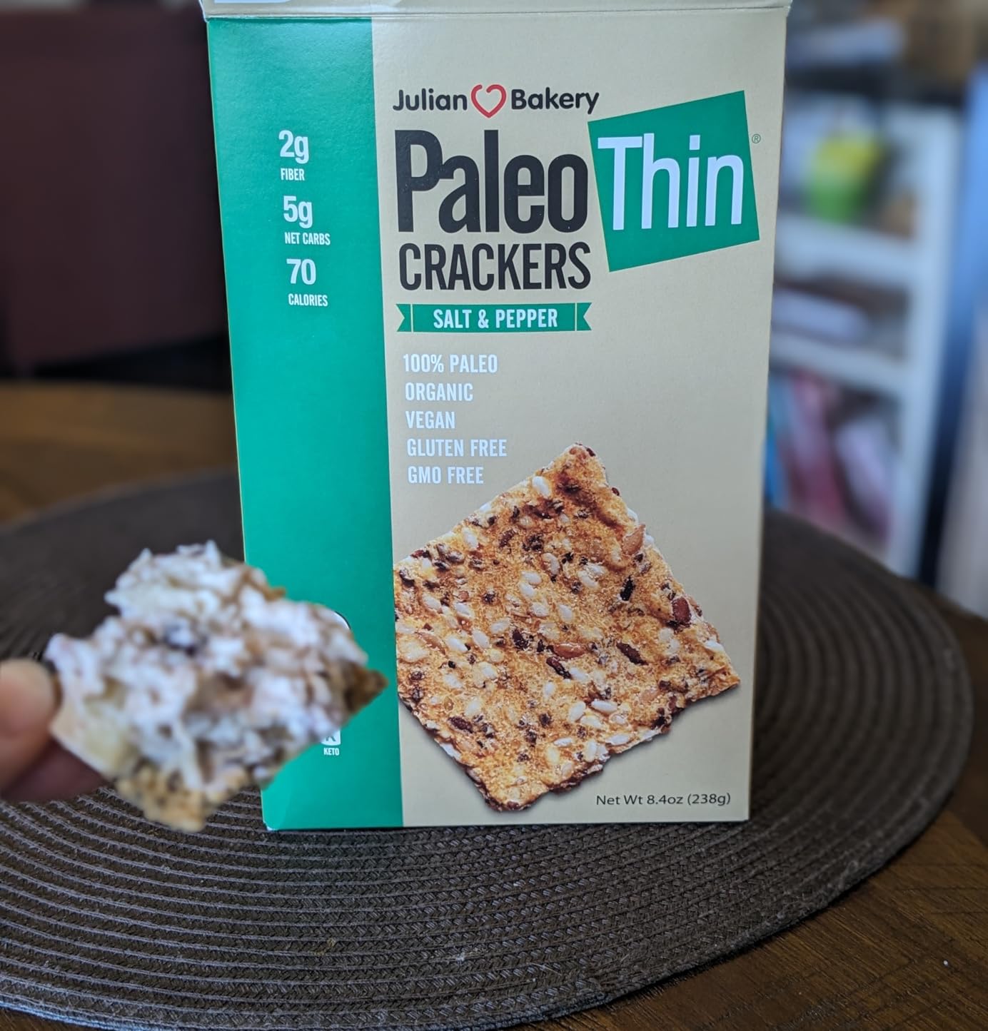 Julian Bakery Paleo Thin Crackers | Salt & Pepper | USDA Organic | Gluten-Free | Grain-Free | GMO Free | Low Carb | 8.4 Ounce (Pack of 2) customer photo 1