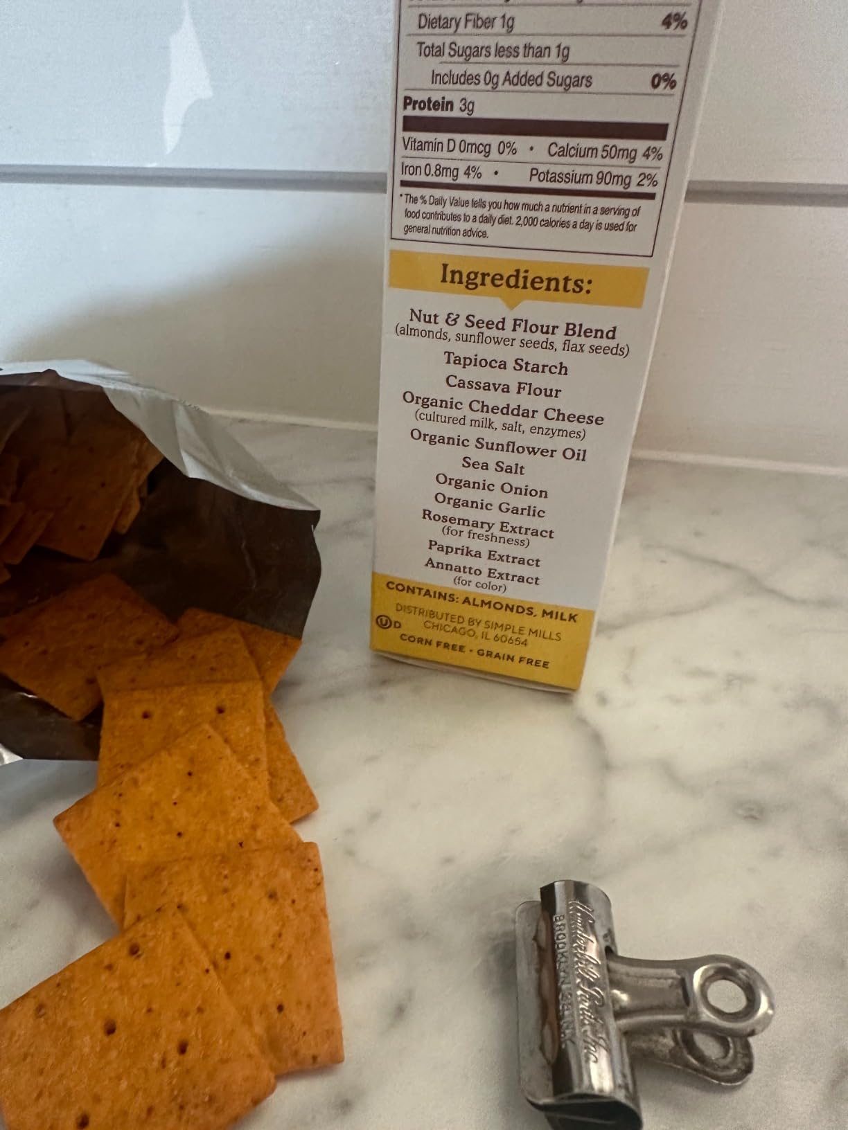 Simple Mills Almond Flour Crackers, Farmhouse Cheddar - Gluten Free, Healthy Snacks, Plant Based, 4.25 Ounce customer photo 1