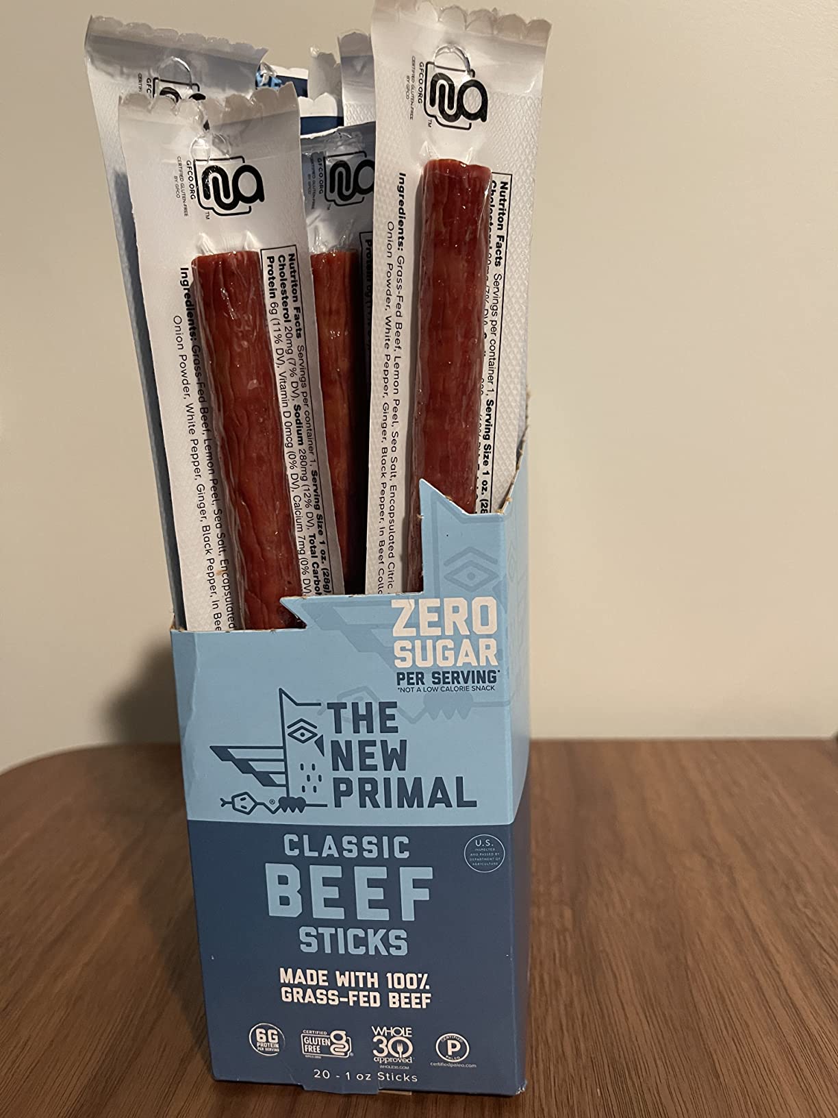 The New Primal Grass Fed Beef Sticks, Keto, Gluten Free Healthy Snacks for Adults, Sugar Free Low Carb High Protein Snack, Paleo Whole30 Jerky Meat Stick, 8g Protein, 90 Calories, 20 Pack customer photo 2
