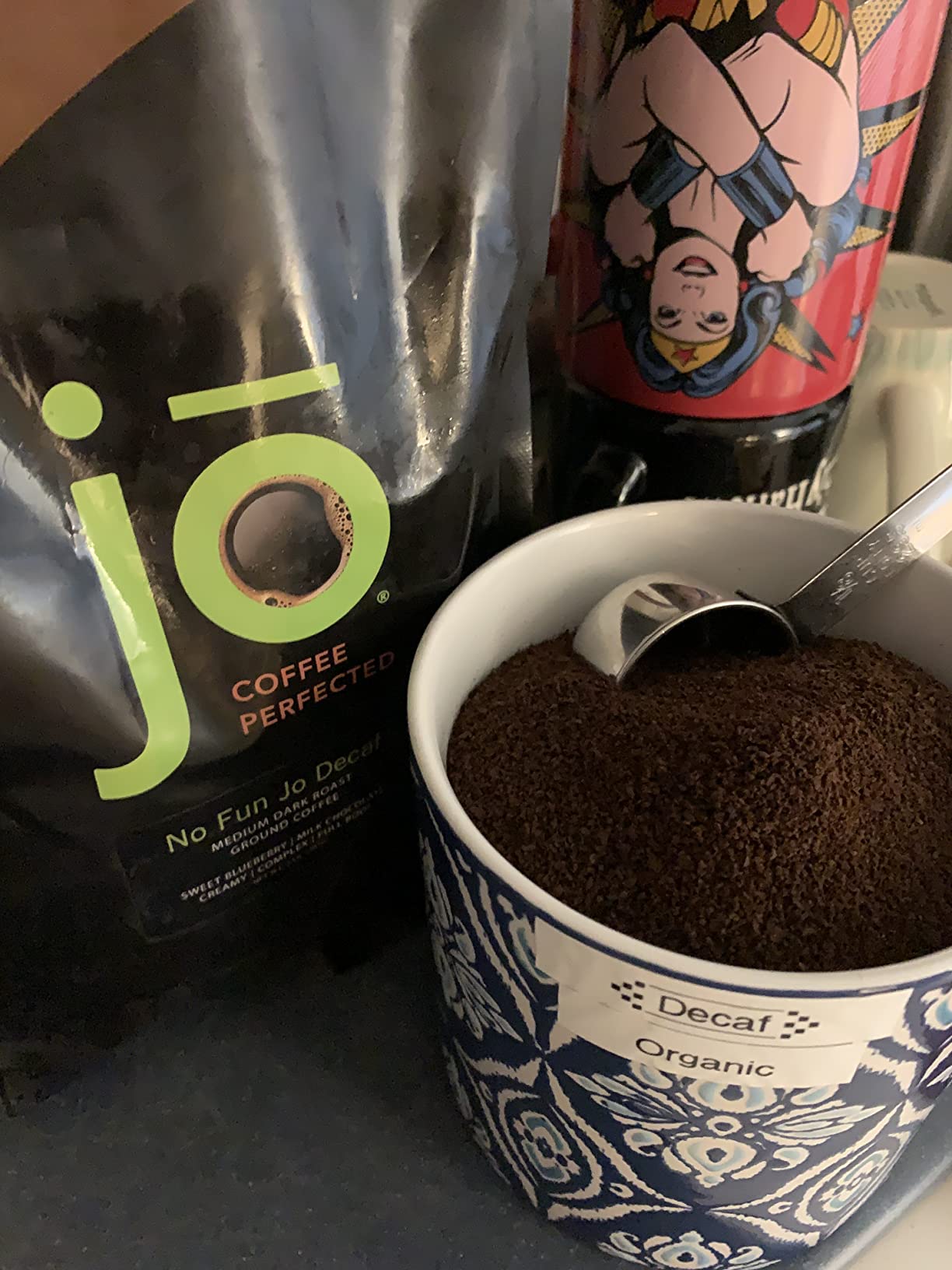 NO FUN JO DECAF: 12 oz, Organic Decaf Ground Coffee, Swiss Water Process, Fair Trade Certified, Medium Dark Roast, 100% Arabica Coffee, USDA Certified Organic, Chemical & Gluten Free by Jo Coffee customer photo 1