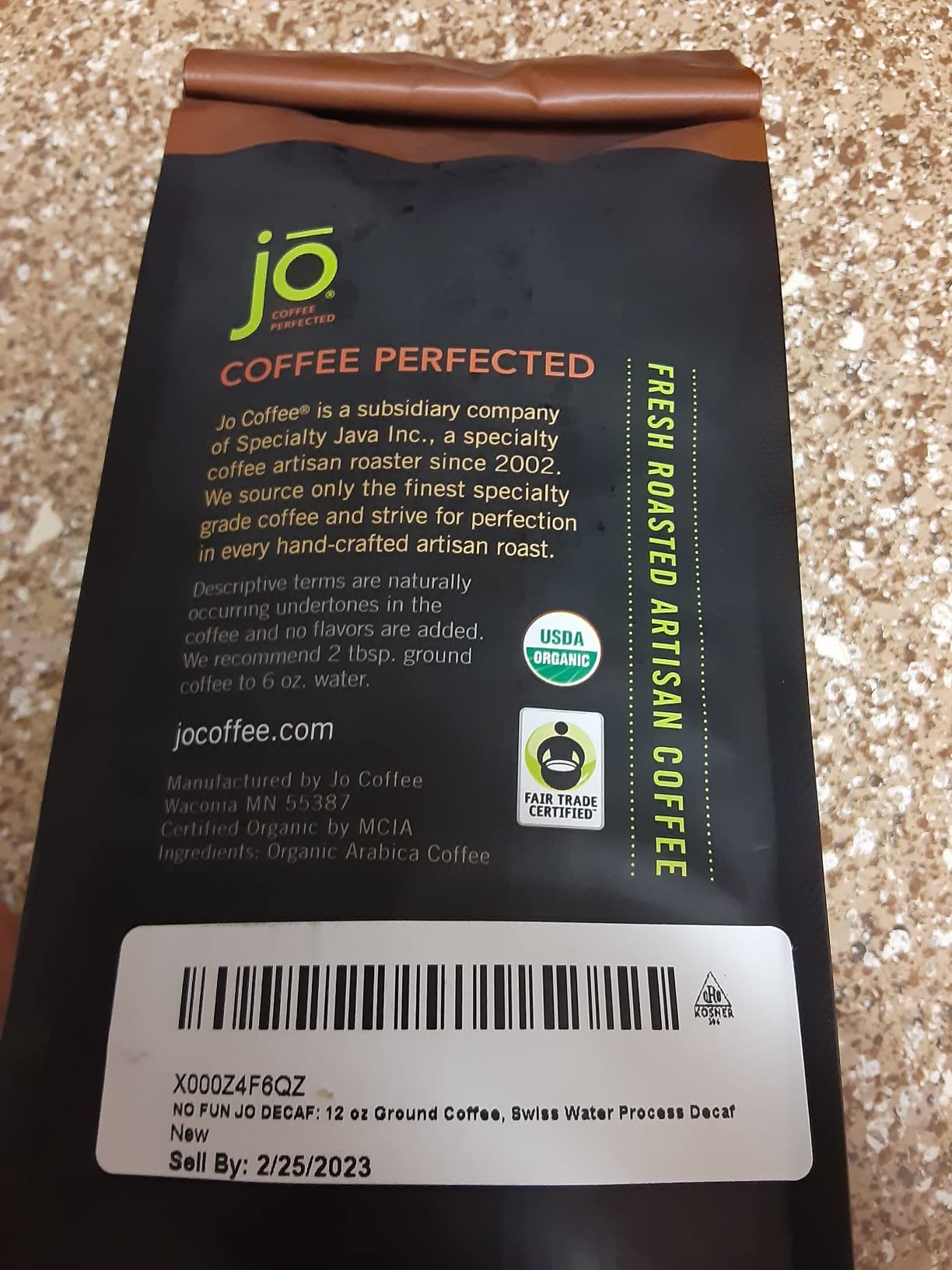 NO FUN JO DECAF: 12 oz, Organic Decaf Ground Coffee, Swiss Water Process, Fair Trade Certified, Medium Dark Roast, 100% Arabica Coffee, USDA Certified Organic, Chemical & Gluten Free by Jo Coffee customer photo 2