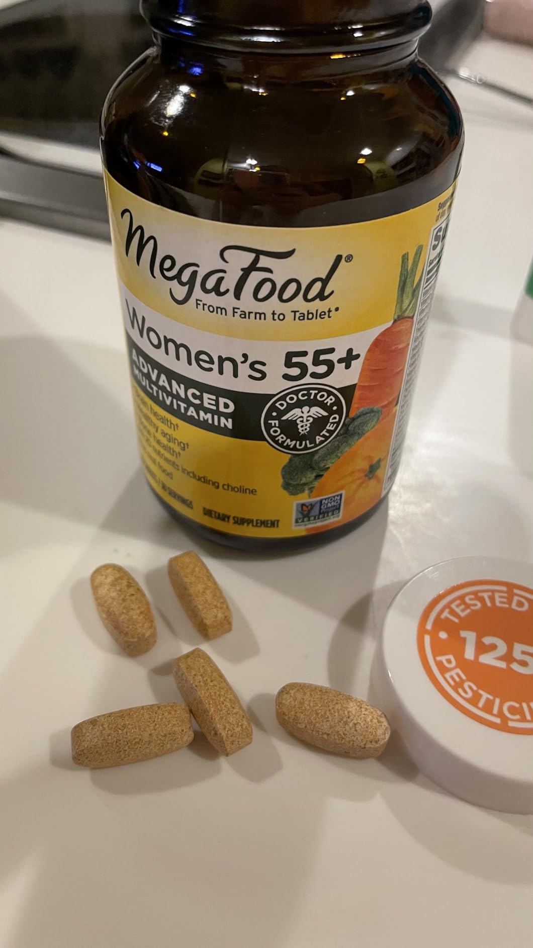 MegaFood Advanced Multivitamin for Women 55+ - Methylated B12, Methyl Folate, Choline, Vitamin D3, Biotin, Healthy Aging, Brain & Bone Health, Vegetarian, 120 Tablets customer photo 1