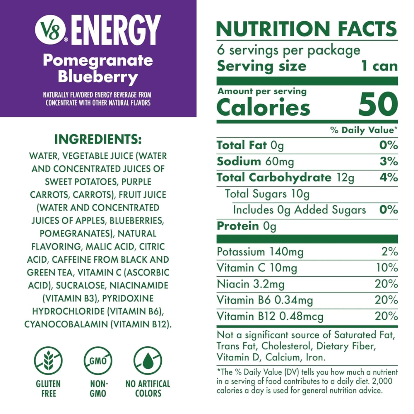 V8 +Energy Pomegranate Blueberry Juice Energy Drink, 8 fl oz Can (6 Pack) customer photo 1