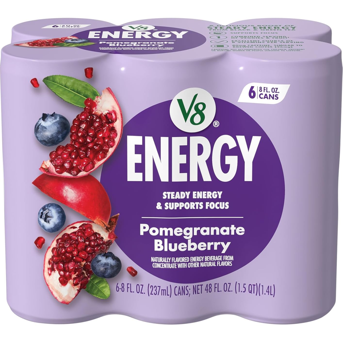 V8 +Energy Pomegranate Blueberry Juice Energy Drink, 8 fl oz Can (6 Pack) customer photo 2