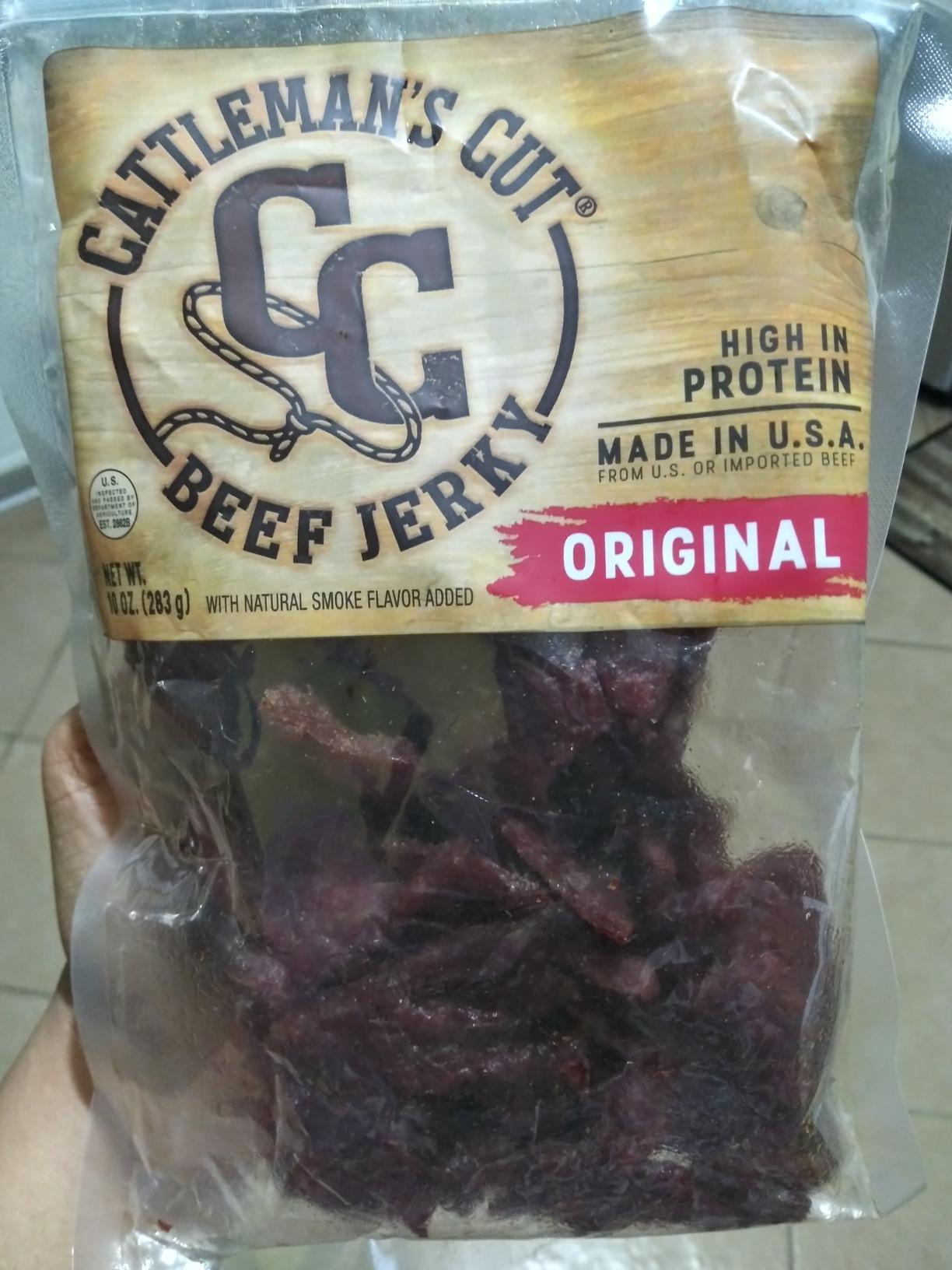 Cattleman's Cut Original Beef Jerky, Premium Marinated Steak High Protein Meat Snacks, Keto Friendly, Gluten Free, Carnivore Travel Snack, Resealable Bag, 10 Ounces customer photo 1