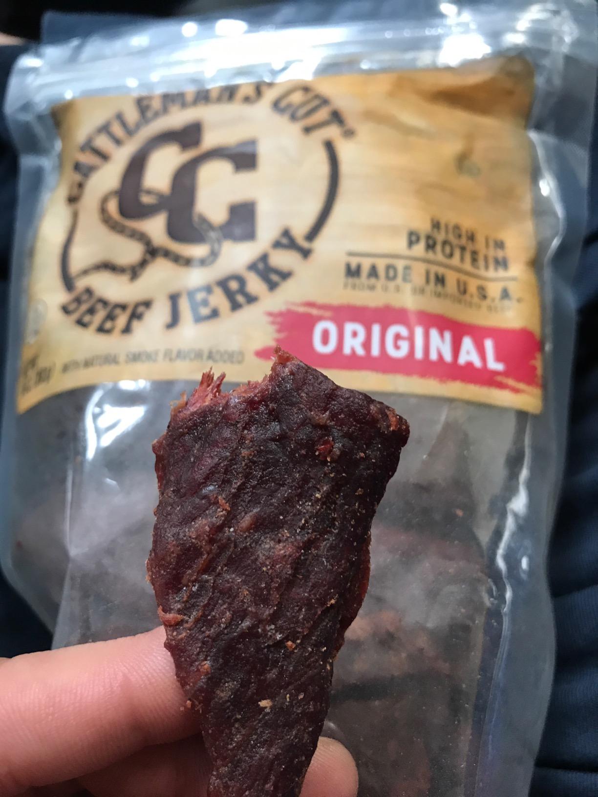Cattleman's Cut Original Beef Jerky, Premium Marinated Steak High Protein Meat Snacks, Keto Friendly, Gluten Free, Carnivore Travel Snack, Resealable Bag, 10 Ounces customer photo 2