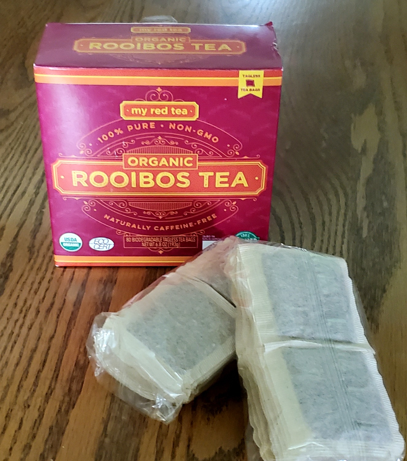 My Red Tea Organic Rooibos Tea Bags - 80 Count - South African Red Bush Tea - USDA Organic, Caffeine Free, Single Origin & Sustainably Farmed - 200g customer photo 2