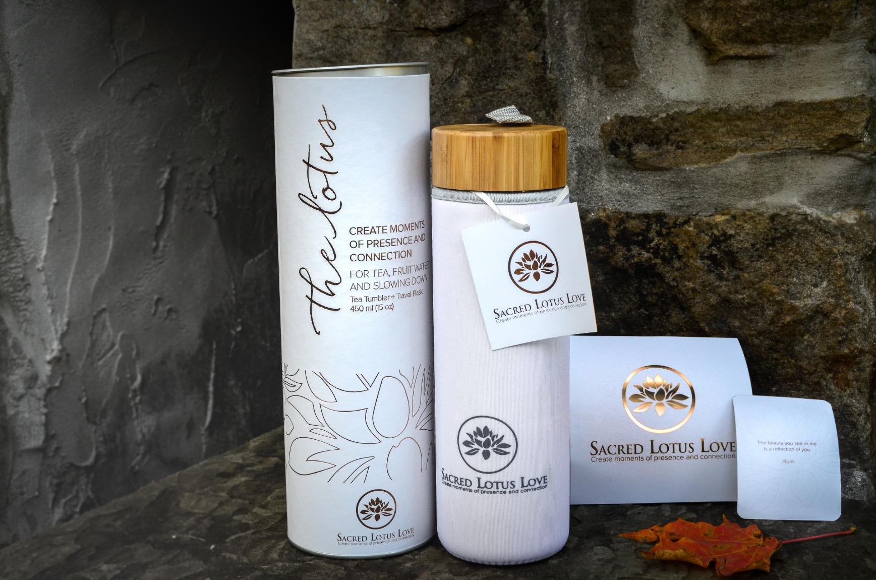 Sacred Lotus Love Double-Walled Glass Tea Tumbler with Infuser and Strainer 15oz - Perfect for Loose Leaf Tea, Cold or Hot Water Bottle, Fruit Drinks - Comes with Travel Sleeve and Cozy customer photo 1