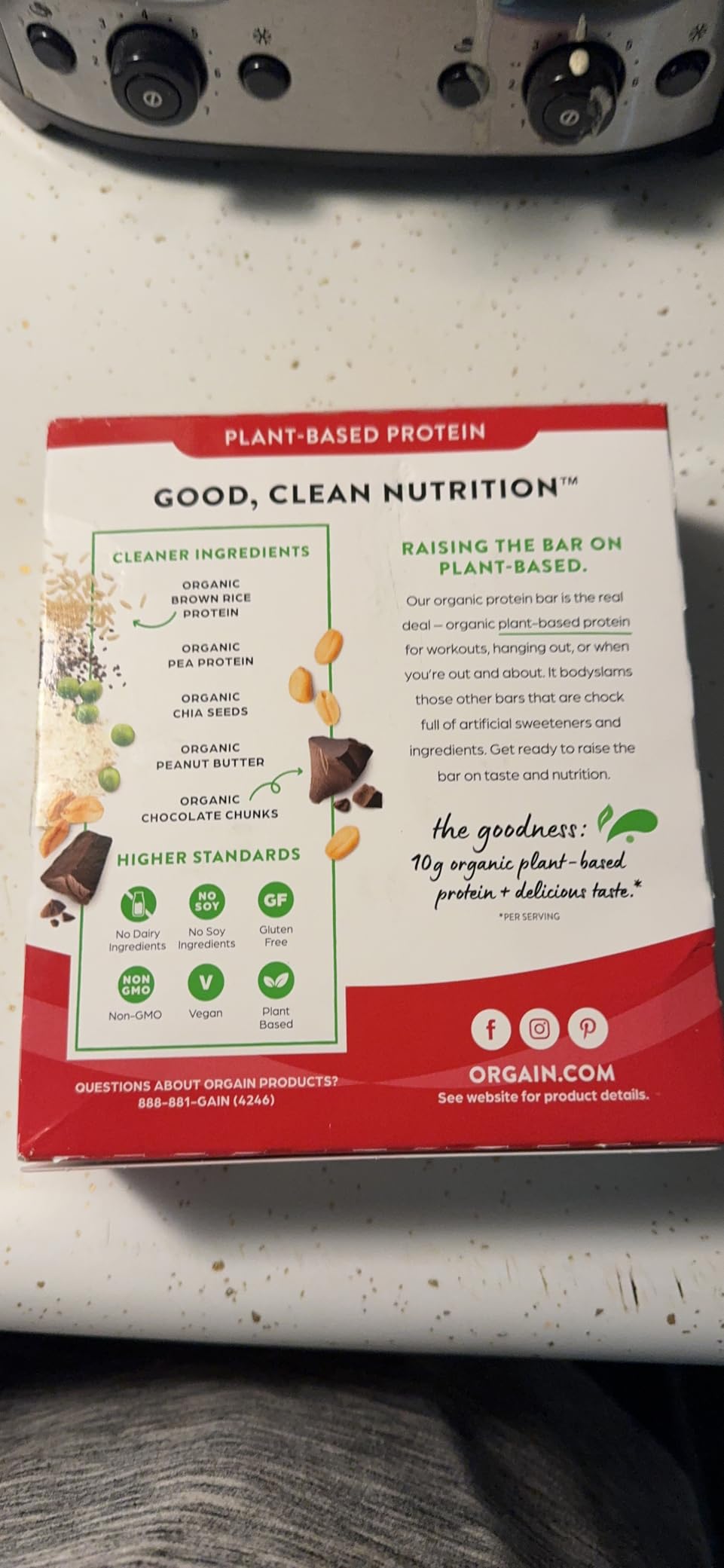Orgain Organic Vegan Protein Bars, Peanut Butter Chocolate Chunk - 10g Plant Based Protein, Low Calorie Healthy Snacks, No Lactose or Soy Ingredients, Gluten Free, Non-GMO - 1.41 Oz (Pack of 12) customer photo 2