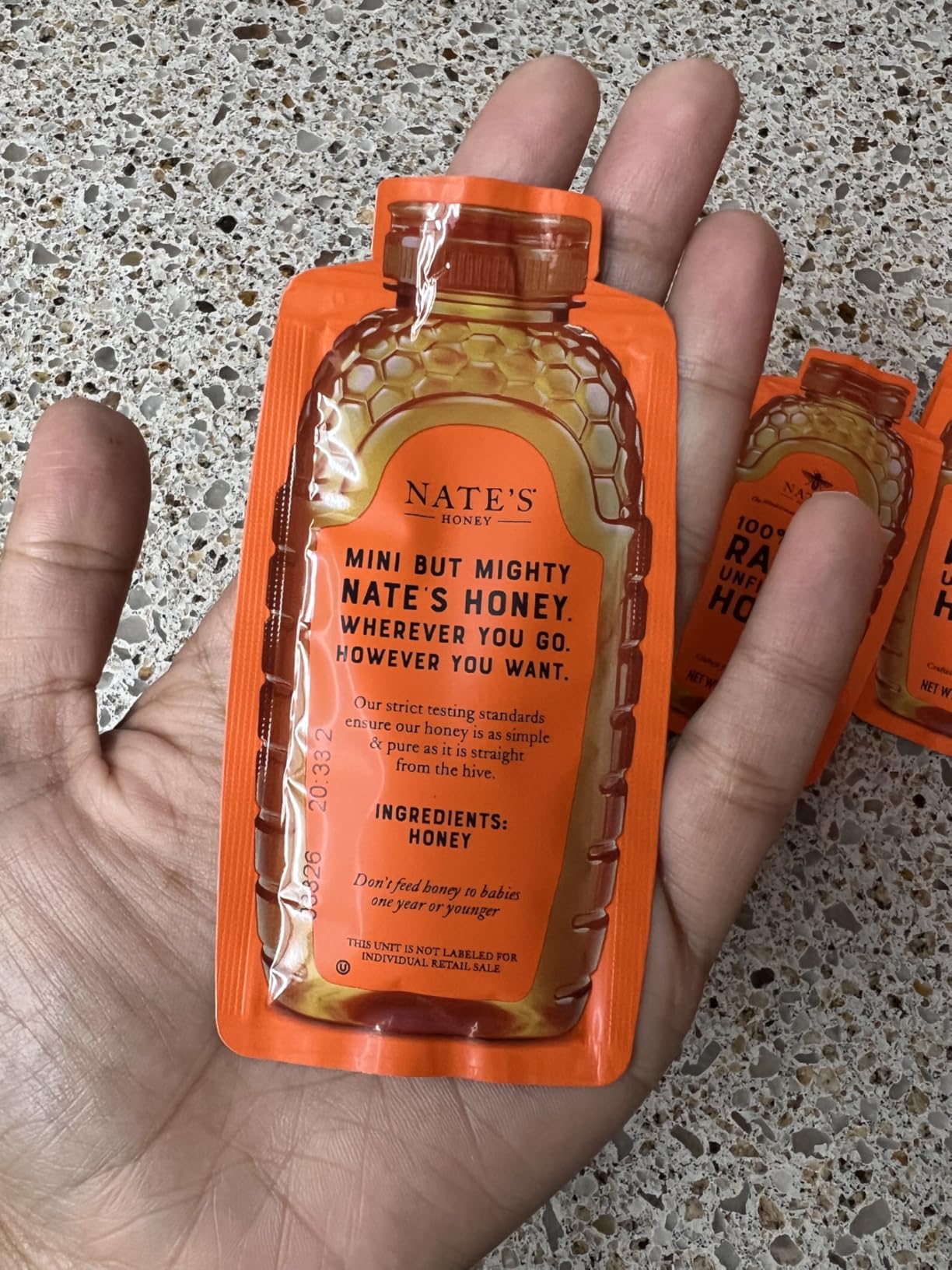 Nate's Honey Minis - 0.49oz Packets, 20ct box | Single-Serve 100% Pure, Raw & Unfiltered Honey customer photo 2