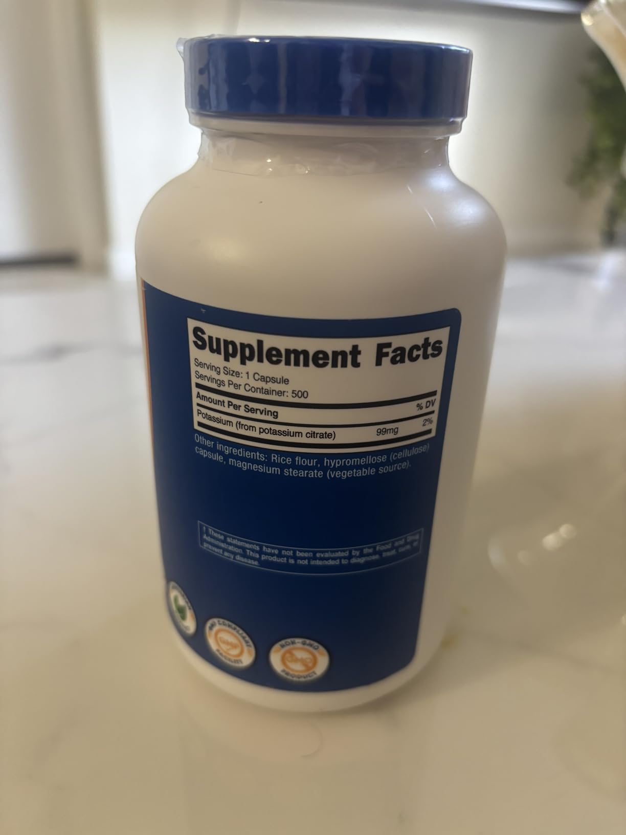 Nutricost Potassium Citrate 99mg, 500 Capsules customer photo 1