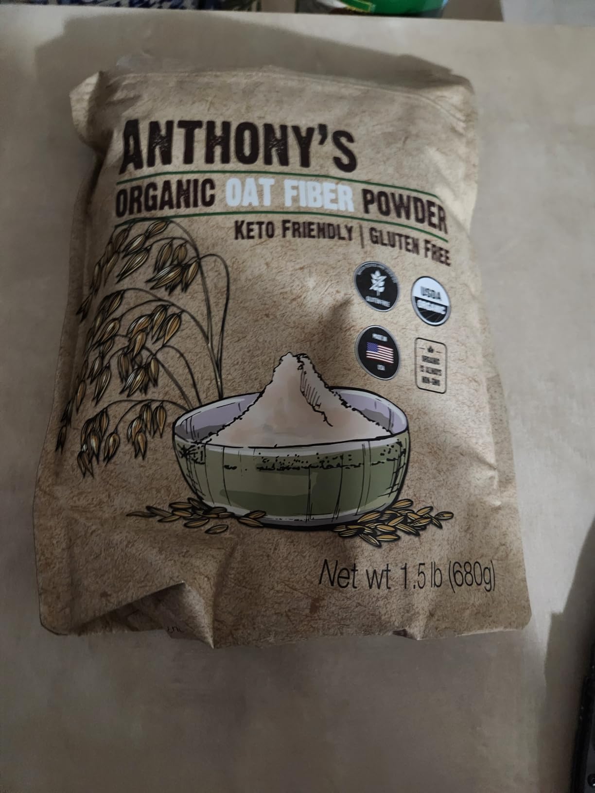 Anthony's Organic Oat Fiber, 1.5 lb, Gluten Free, Non GMO, Keto Friendly, Product of the USA customer photo 1