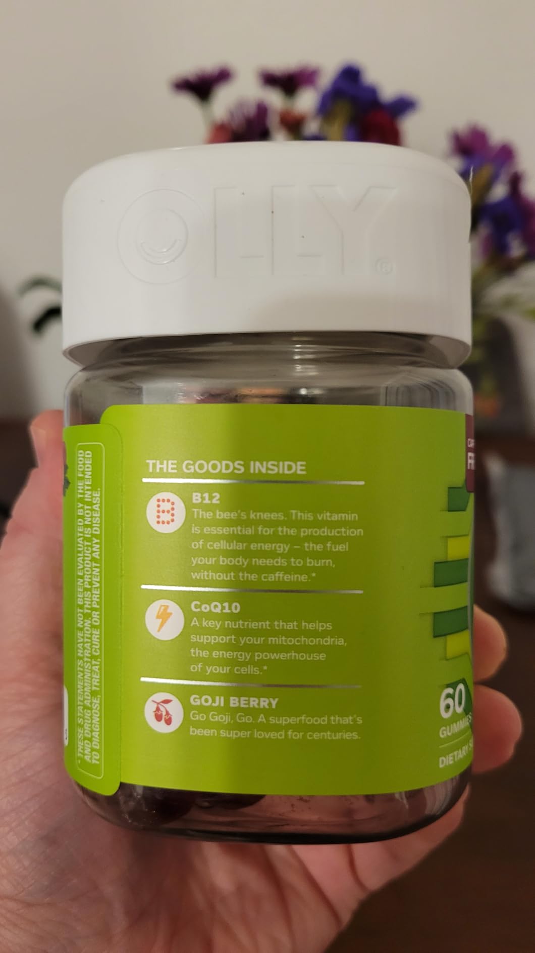 OLLY Daily Energy Gummy, Caffeine Free, Vitamin B12, CoQ10, Goji Berry, Adult Chewable Supplement, Tropical Flavor - 60 Count customer photo 2