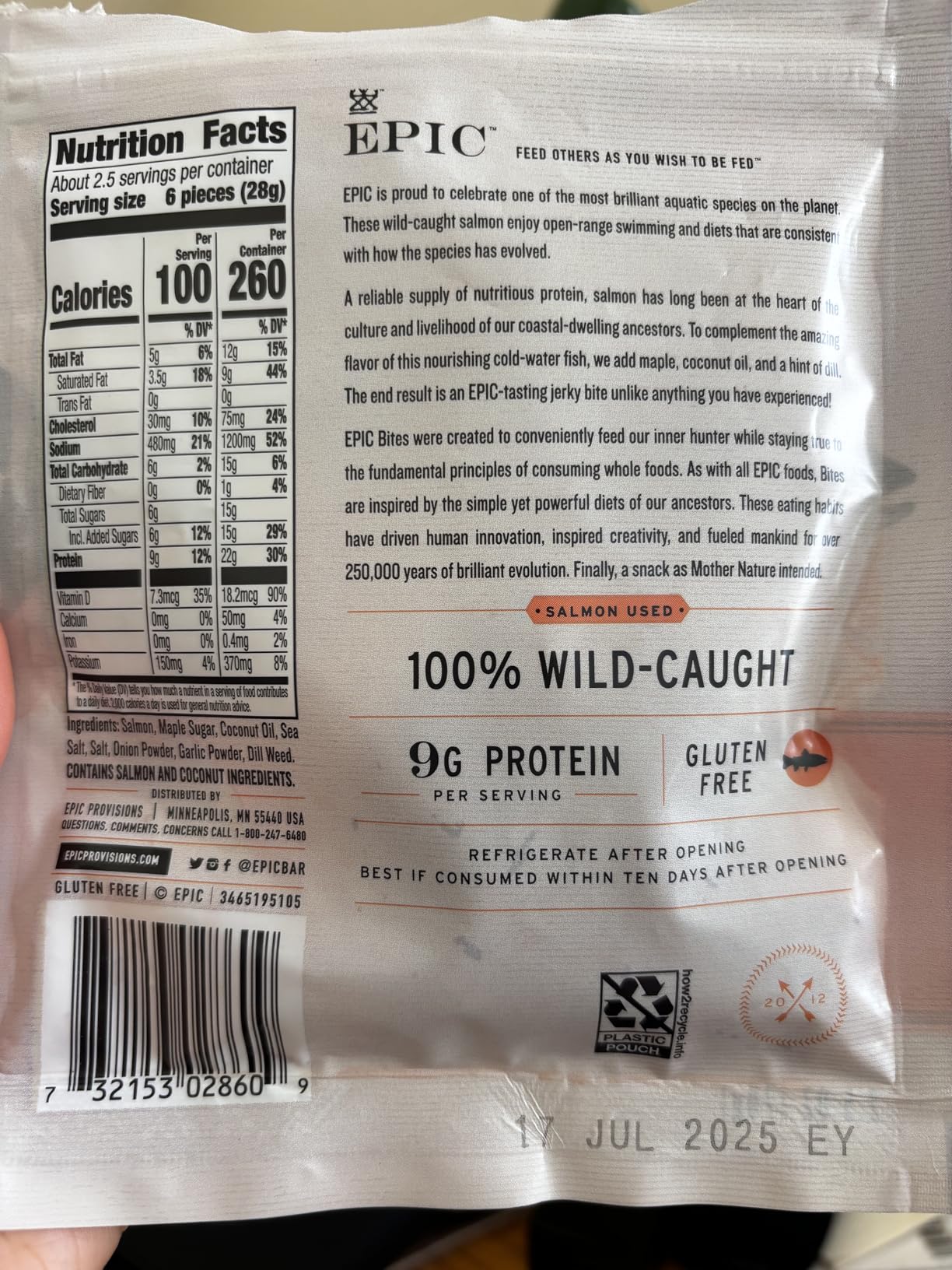 Epic Provisions Jerky Bites, 100% Wild Caught, Maple Glazed & Smoked, Alaskan Salmon, Coconut Oil 2.5 oz. (4 Count) customer photo 1