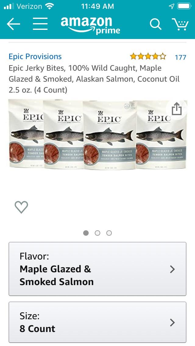 Epic Provisions Jerky Bites, 100% Wild Caught, Maple Glazed & Smoked, Alaskan Salmon, Coconut Oil 2.5 oz. (4 Count) customer photo 2