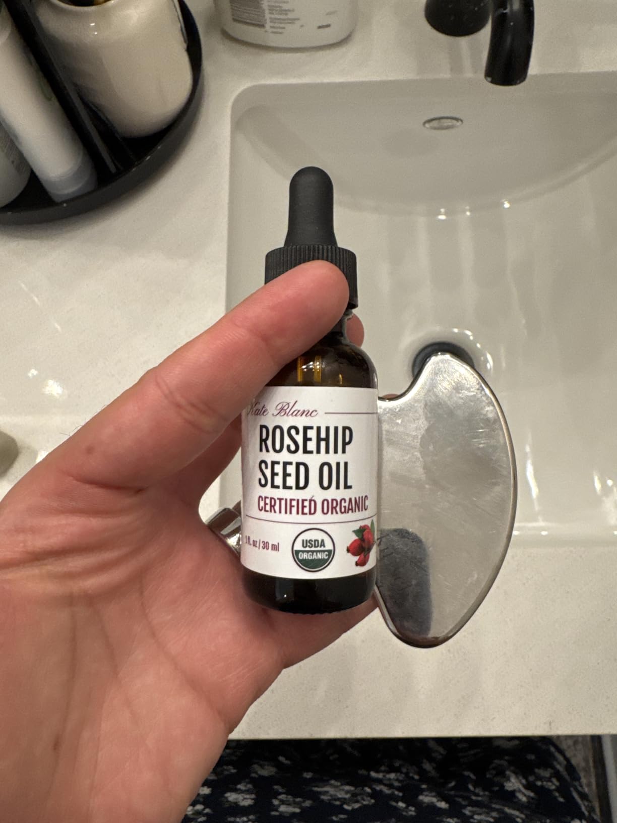 Kate Blanc Cosmetics Rosehip Seed Oil for Face, 100% Pure Organic | Cold Pressed Unrefined Rose Hip Facial Oil for Skin, Hair & Gua Sha Massage (1oz) customer photo 1
