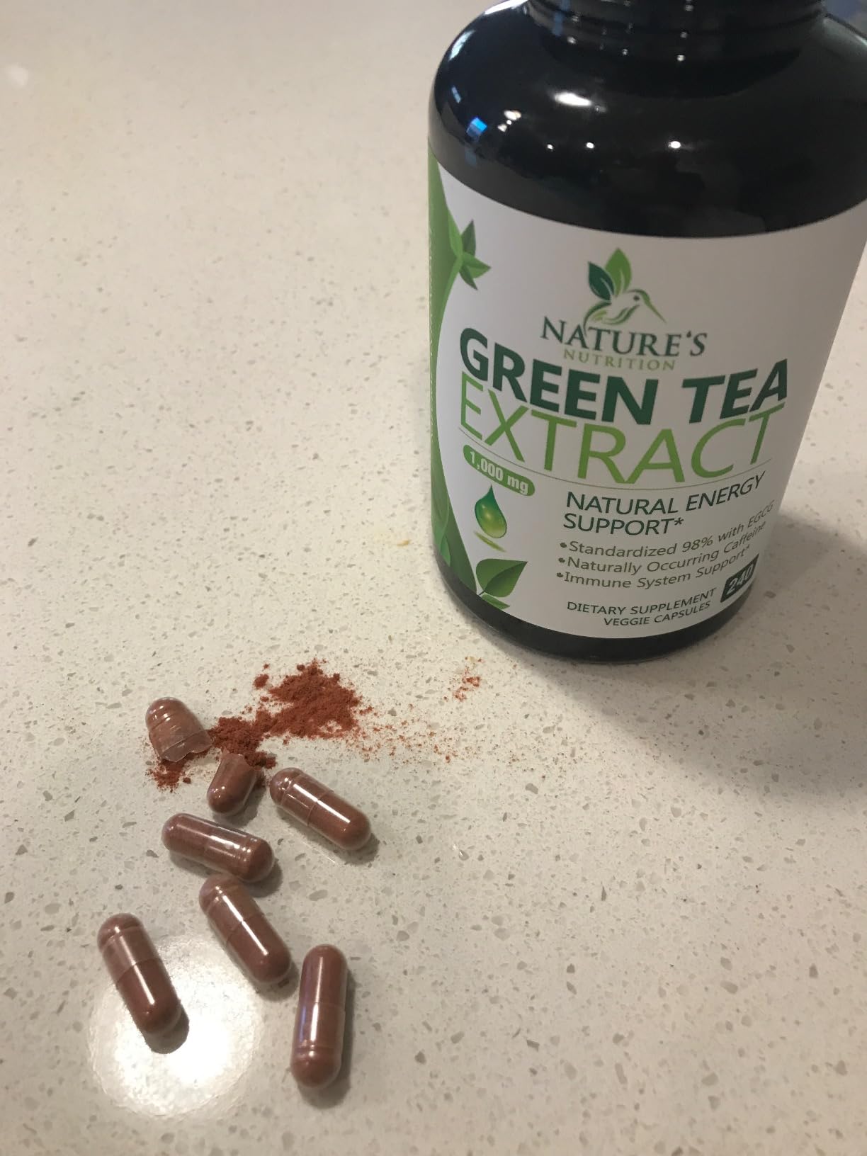 Green Tea Extract Capsules - 3X Strength Green Tea Extract 1000 mg Per Serving Pills with 45% EGCG & 98% Polyphenols for Natural Energy - Antioxidant Herbal Heart Support Supplement - 240 Capsules customer photo 1