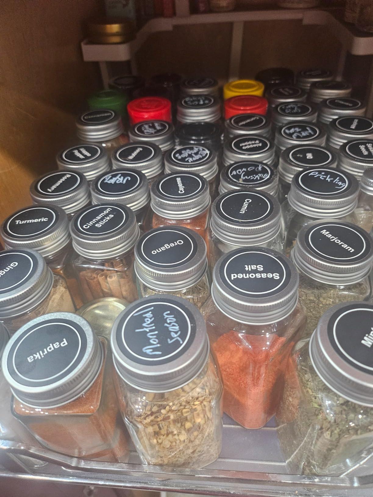 Simple Houseware Spice Jars 4 Ounce Square Glass Bottles with Shaker Lids, Funnel and Labels for Seasoning & Storage, 12 Pack customer photo 2