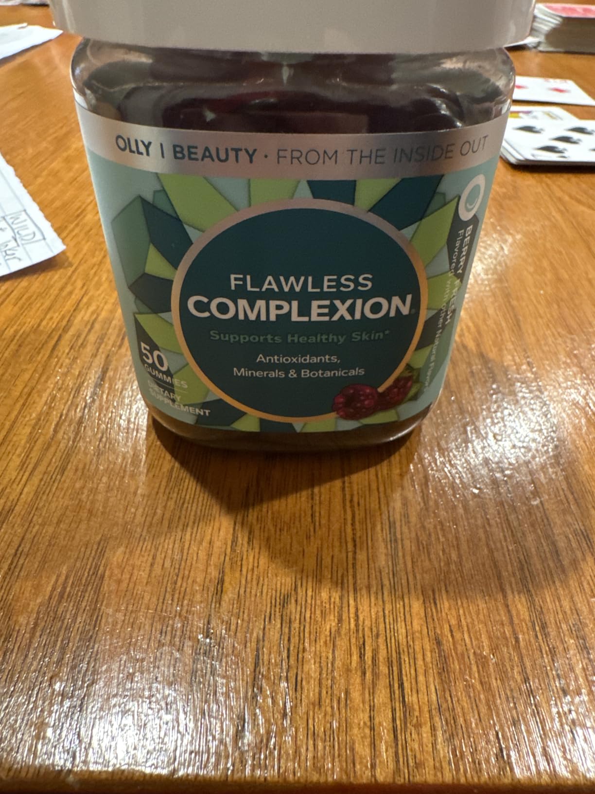OLLY Flawless Complexion Gummy, Clear and Healthy Skin Support, Vitamins E, A, Zinc, Chewable Supplement, Berry - 50 Count (Pack of 1) customer photo 1