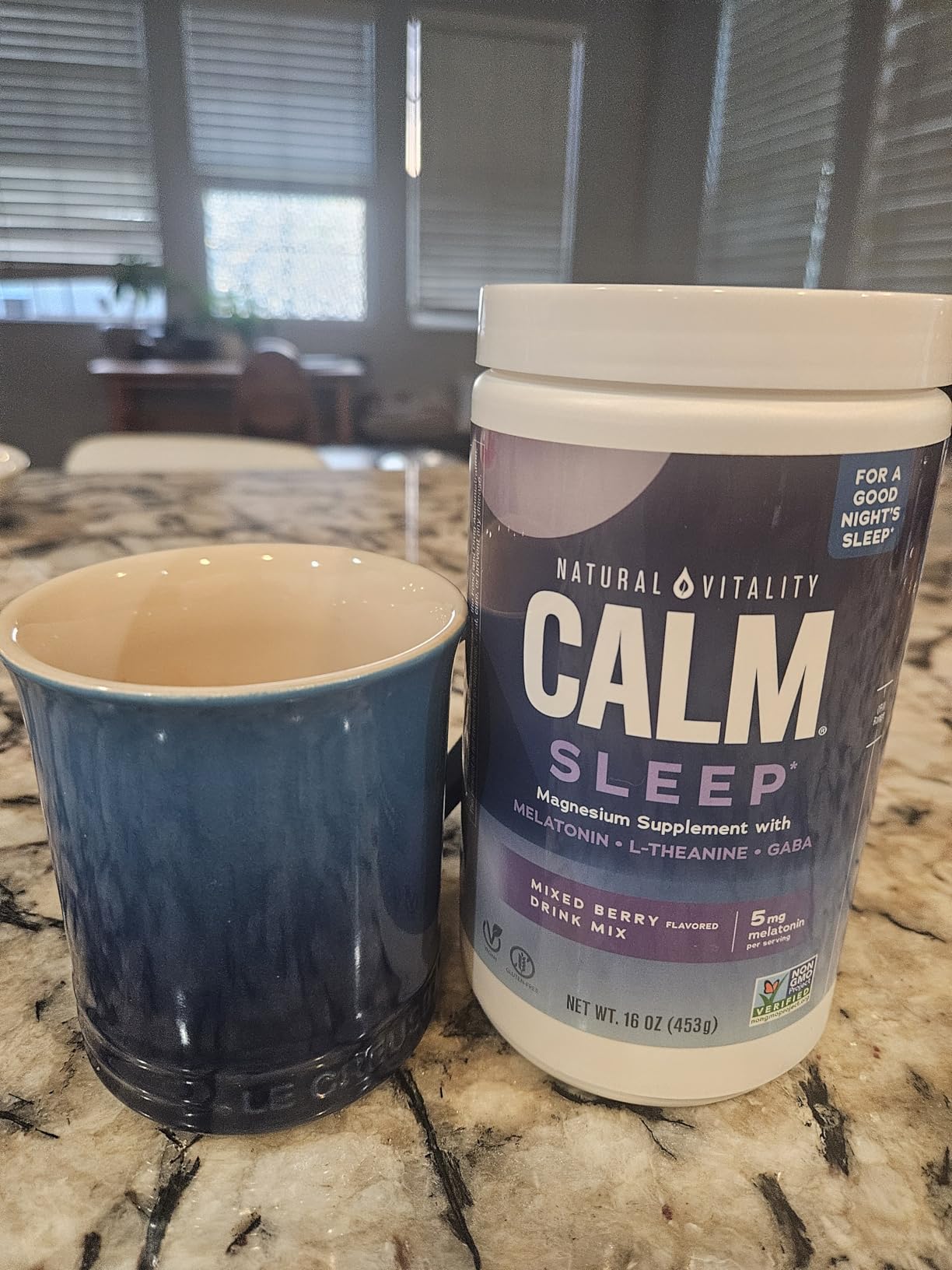 Natural Vitality Calm Sleep Melatonin and Magnesium 16oz Powder | With L-Theanine and GABA | Mixed Berry Flavored Drink Mix | Non-GMO & Vegan Supplement customer photo 1