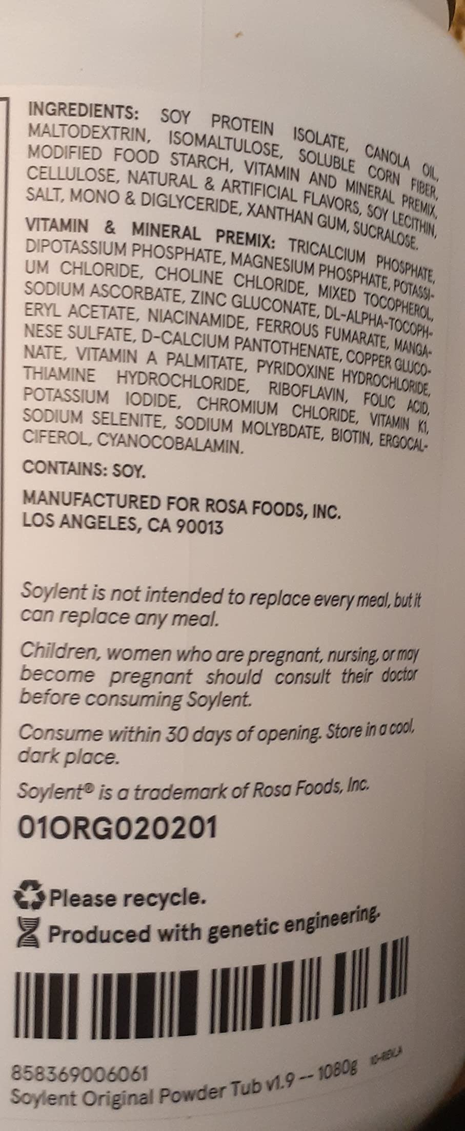 Soylent Complete Nutrition Gluten-Free Vegan Protein Meal Replacement Powder, Original, 36.8 Oz customer photo 2