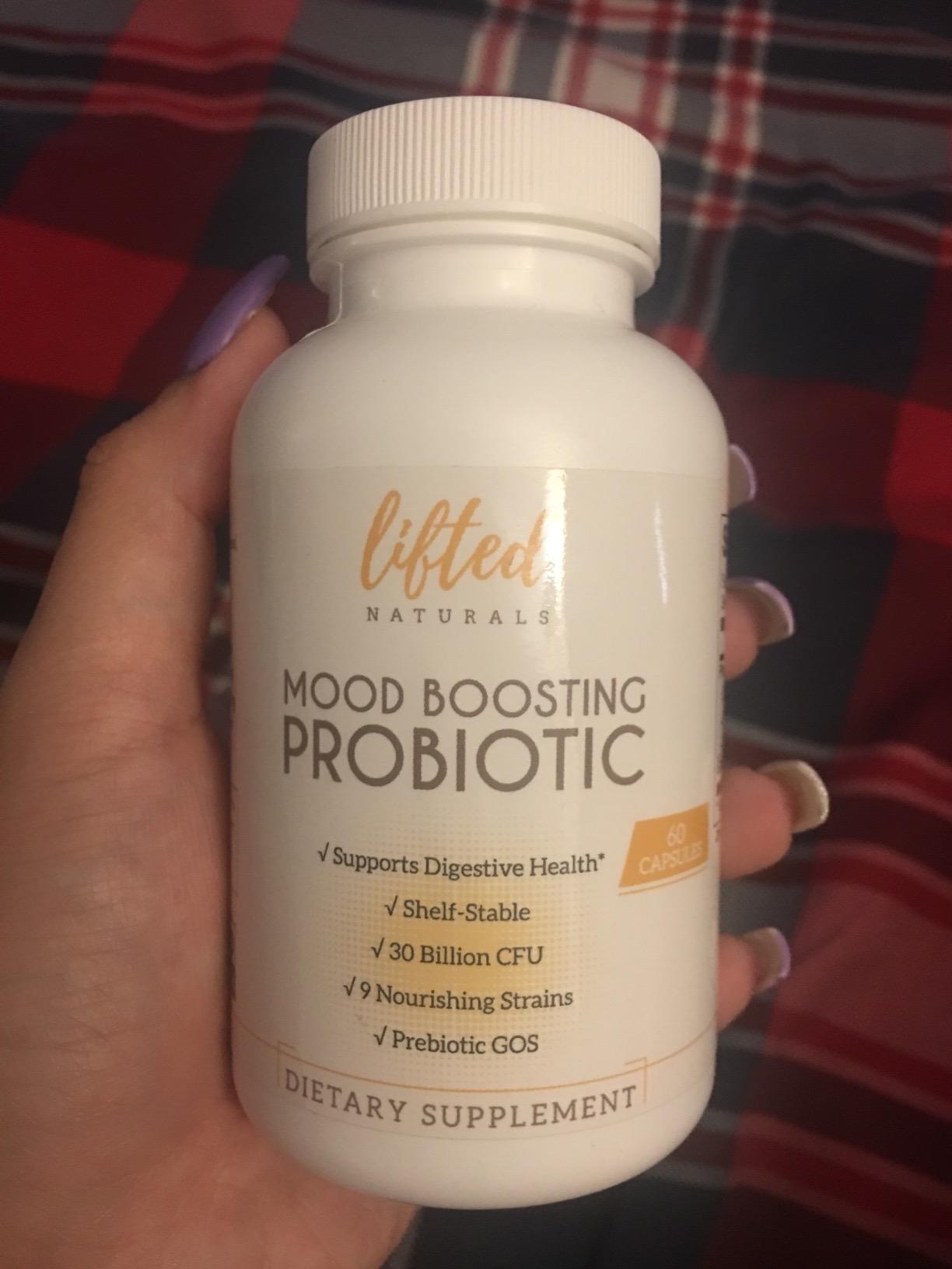 Lifted Naturals Mood Boosting Probiotic 30 Billion CFU - Mood Support Supplement, Prebiotics and Probiotics for Women & Men, Acidophilus Lactobacillus Probiotic, Shelf Stable & Non-GMO, 60 Capsules customer photo 2