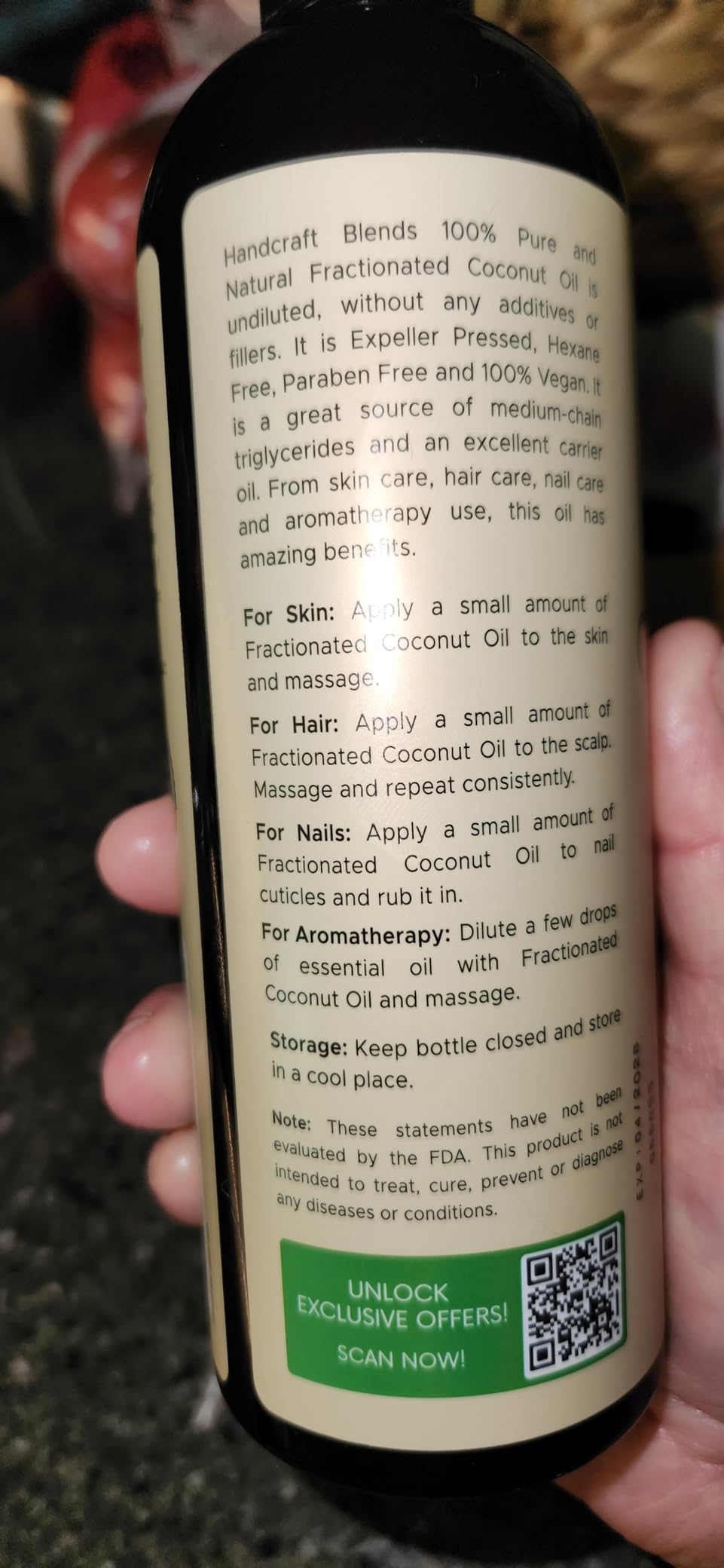 Handcraft Blends Fractionated Coconut Oil - 16 Fl Oz - 100% Pure and Natural - Premium Grade Carrier Oil for Skin, Hair and Body - Massage - Hair Tonic customer photo 2