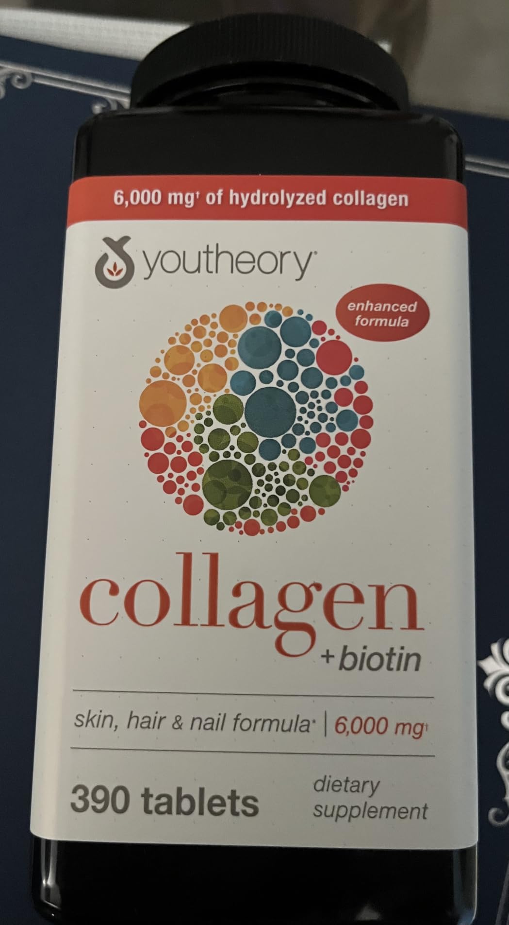 Youtheory Collagen + Biotin - Advanced Collagen Supplement - with Hydrolyzed Peptides, Vitamin C & Vitamin B - Supports Hair Growth, Nail Health & Anti-Aging - 390 Tablets customer photo 1