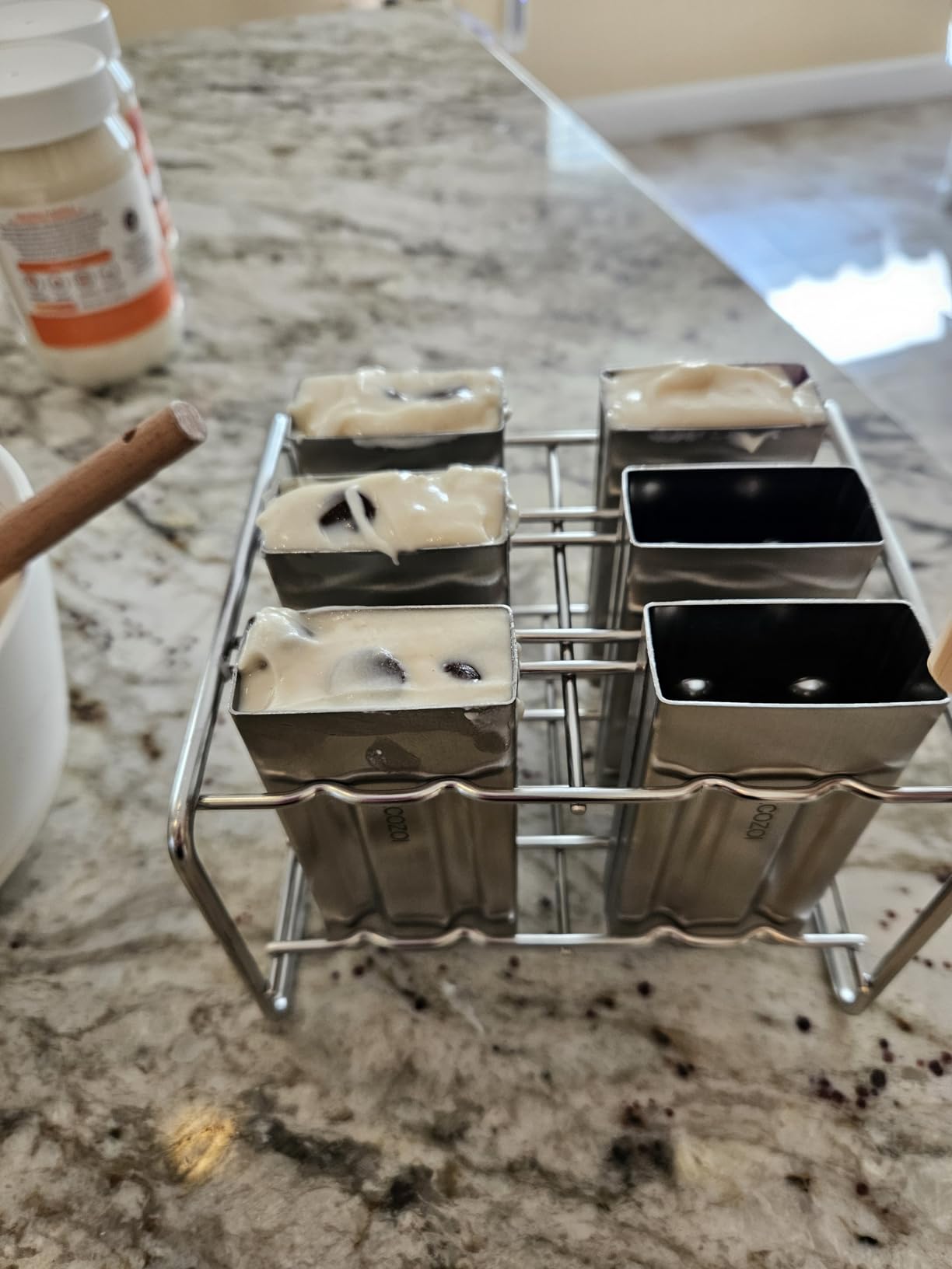Ecozoi Stainless Steel Popsicle Molds and Rack - 6 Square Ice Pop Makers + 30 Reusable Bamboo Sticks + 12 Silicone Seals + 1 Cleaning Brush +1 Rack customer photo 1