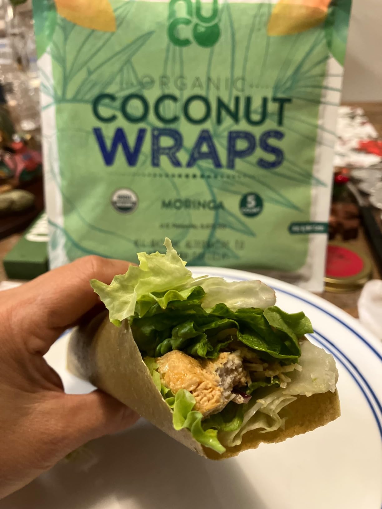 NUCO DUO Certified Organic, Paleo, Gluten Free, Vegan Non-GMO, Kosher Raw Veggie Coconut Wraps Moringa Flavor. NO Salt Added Low Carb and Yeast Free 10 Count (Two Packs of Five Wraps Each) customer photo 1
