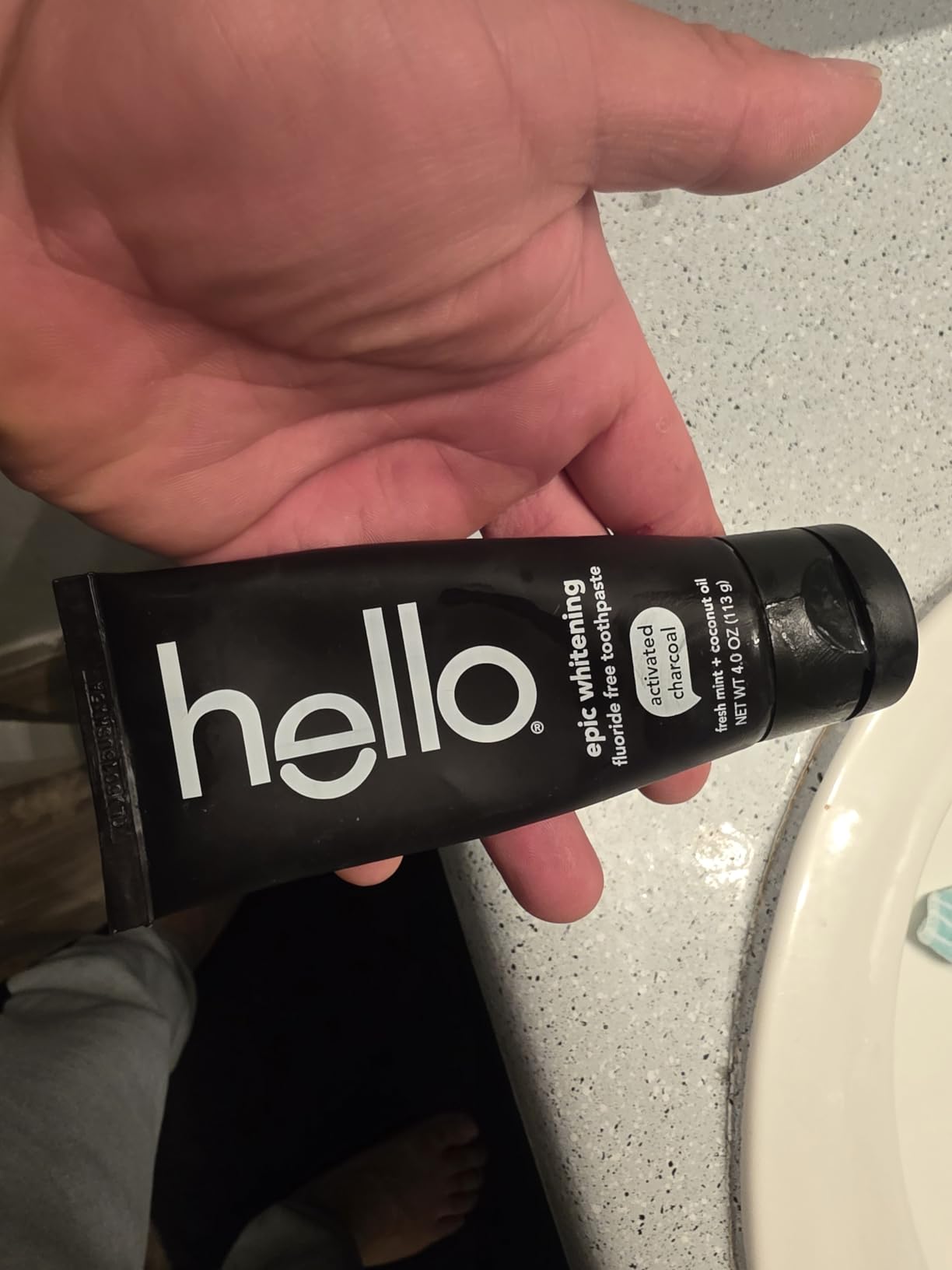 hello Epic Whitening Charcoal Fluoride Free Toothpaste, Activated Charcoal Toothpaste with Coconut Oil, Whitens Teeth Naturally, SLS Free, Fresh Mint, 4.0 Oz Tube customer photo 2