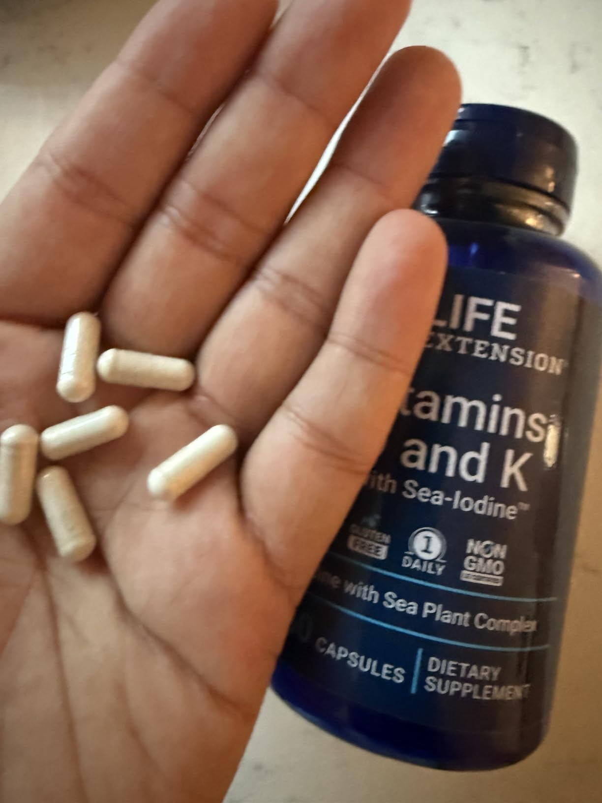Life Extension Vitamins D and K with Sea-Iodine, Vitamin D3, Vitamin K1 and K2, Iodine, Supports Immune, Bone, Arterial and Thyroid Health, Non-GMO, Gluten-Free, 60 Capsules customer photo 1