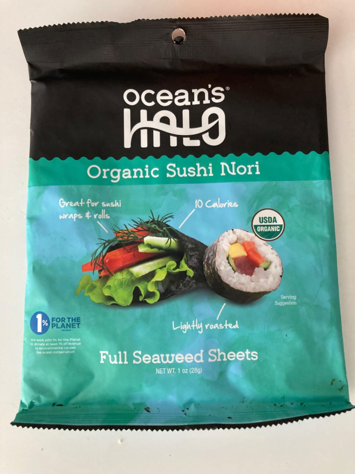 Ocean's Halo Organic Sushi Nori Full Seaweed Sheets, USDA Certified Organic, 1 oz customer photo 1