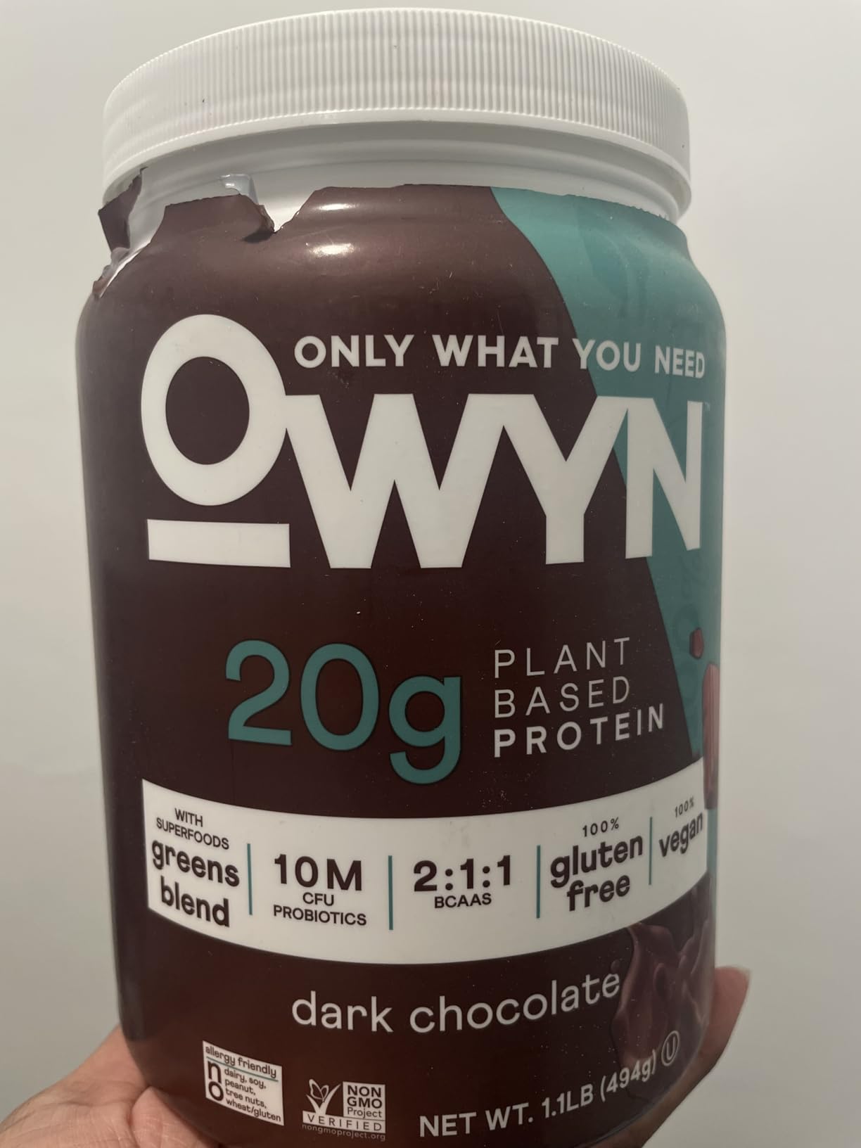 OWYN Only What You Need Chocolate Flavored Protein Powder, 20g Protein, 4g Sugar, 3g Fiber, Dairy Free, Plant Based Protein Powder, 1.1LB customer photo 1