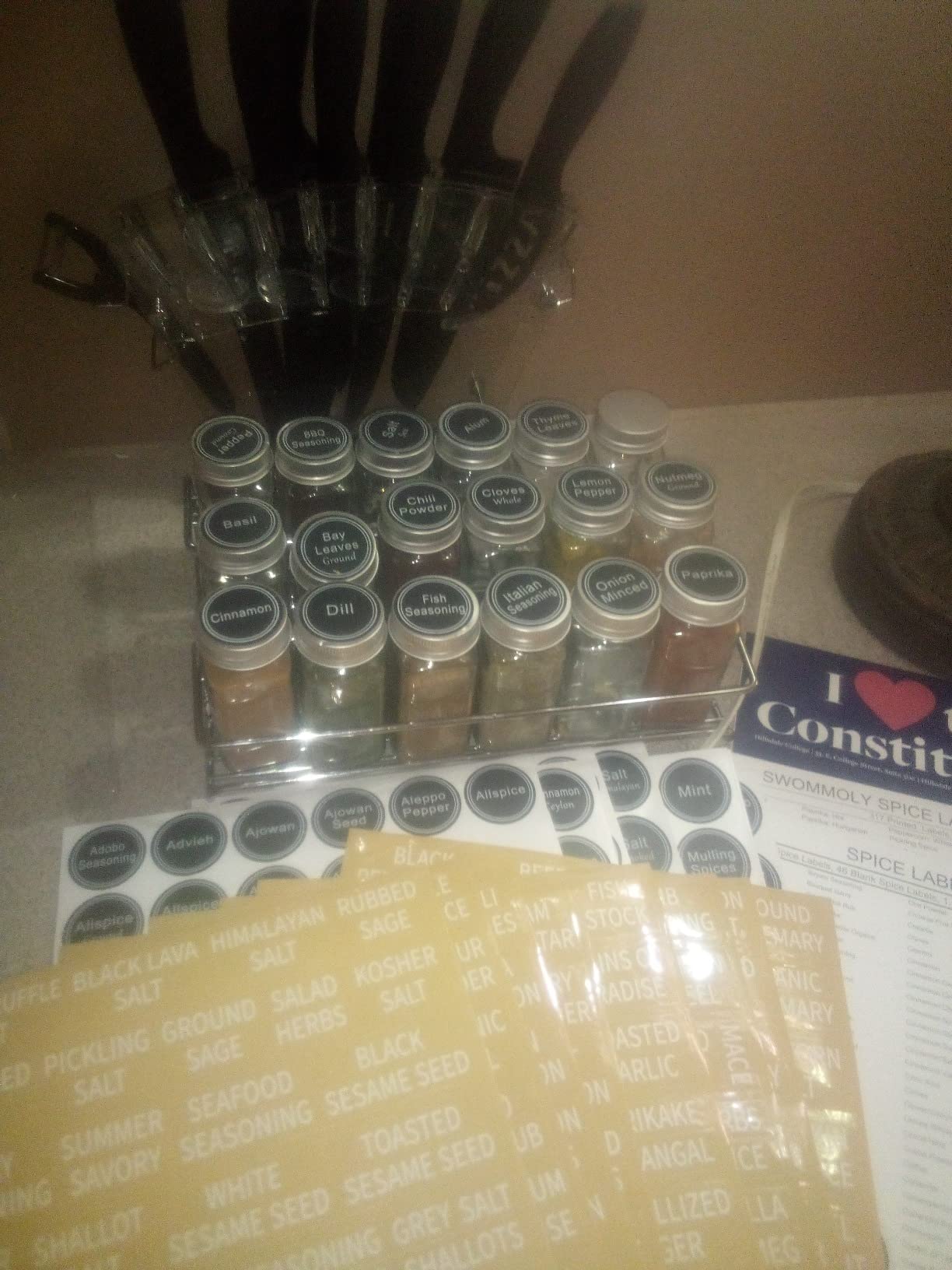 SWOMMOLY 25 Glass Spice Jars with 703 Spice Labels, Chalk Marker and Funnel Complete Set customer photo 1