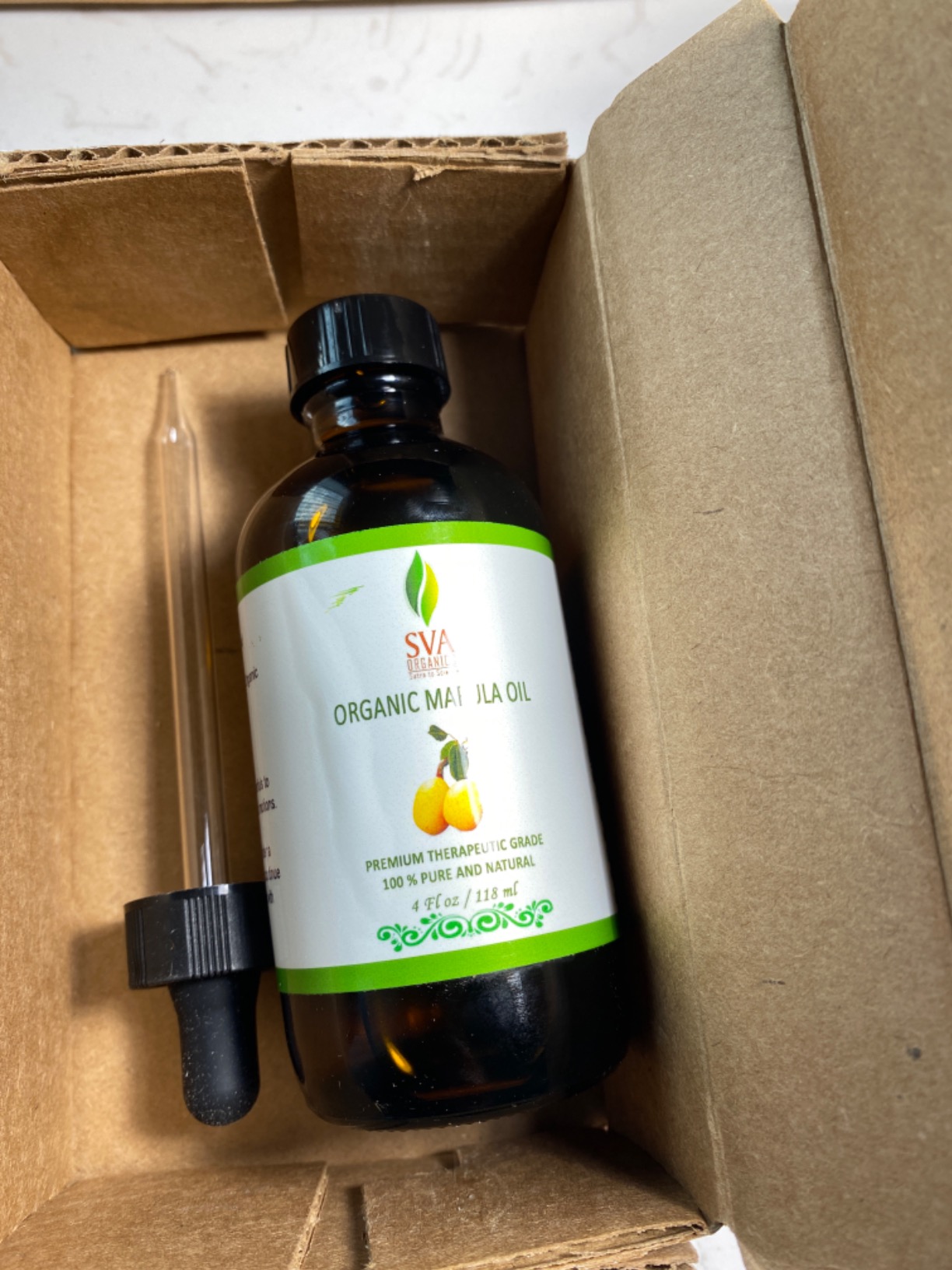 SVA Organic Marula Seed Oil - 4 Fl Oz - 100% Natural Cold Pressed Virgin Marula Oil Organic - for Face, Skin Care, Hair Care, Scalp Massage & Body Massage - Unrefined Carrier Oil with Dropper customer photo 2