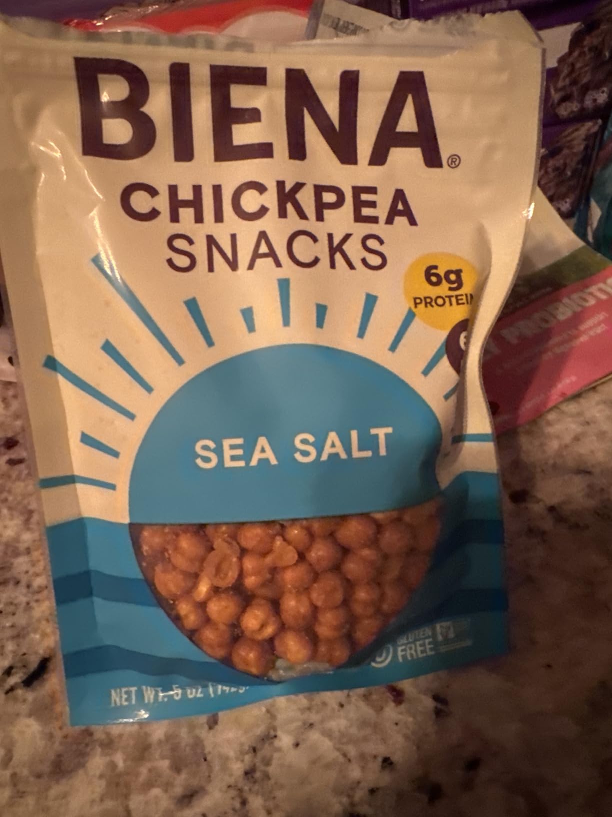 BIENA Chickpea Snacks - Crunchy Roasted Chickpeas - High Fiber Vegan Protein Snacks for Adults and Kids - 4-Pack, 5 Ounce Bags - Sea Salt customer photo 2