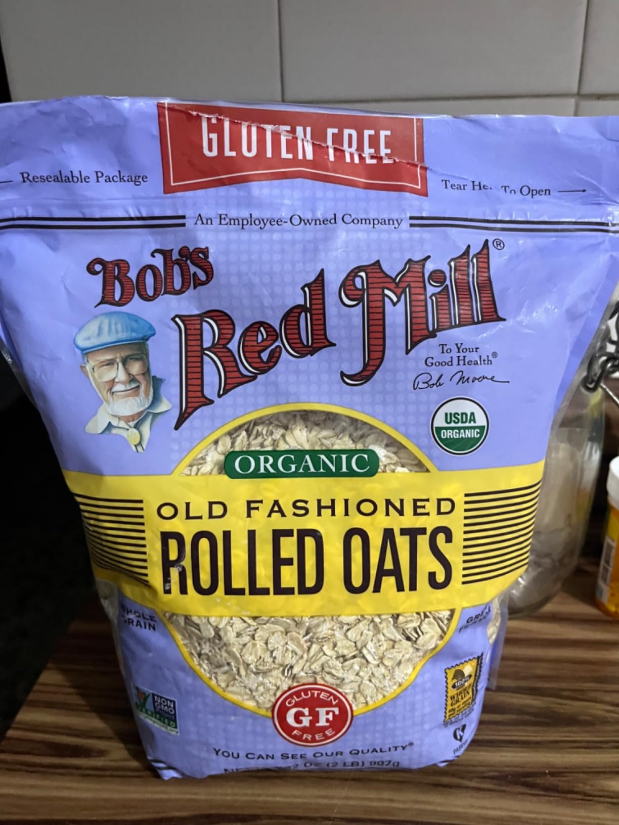 Bob's Red Mill Gluten Free Organic Old Fashioned Rolled Oats, 32oz (Pack of 1) - Non GMO, Whole Grain, Vegan, Kosher customer photo 1