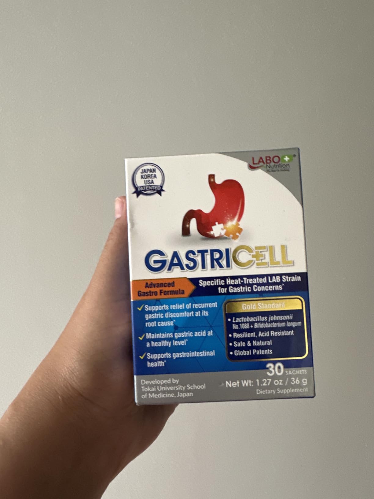 LABO Nutrition GASTRICELL Postbiotic Stomach Support - Patented Lactobacillus johnsonii No. 1088 with Bifidobacterium longum for Digestive Comfort, Gastric Wellness & Microbiome Support - 30 Sachets customer photo 2