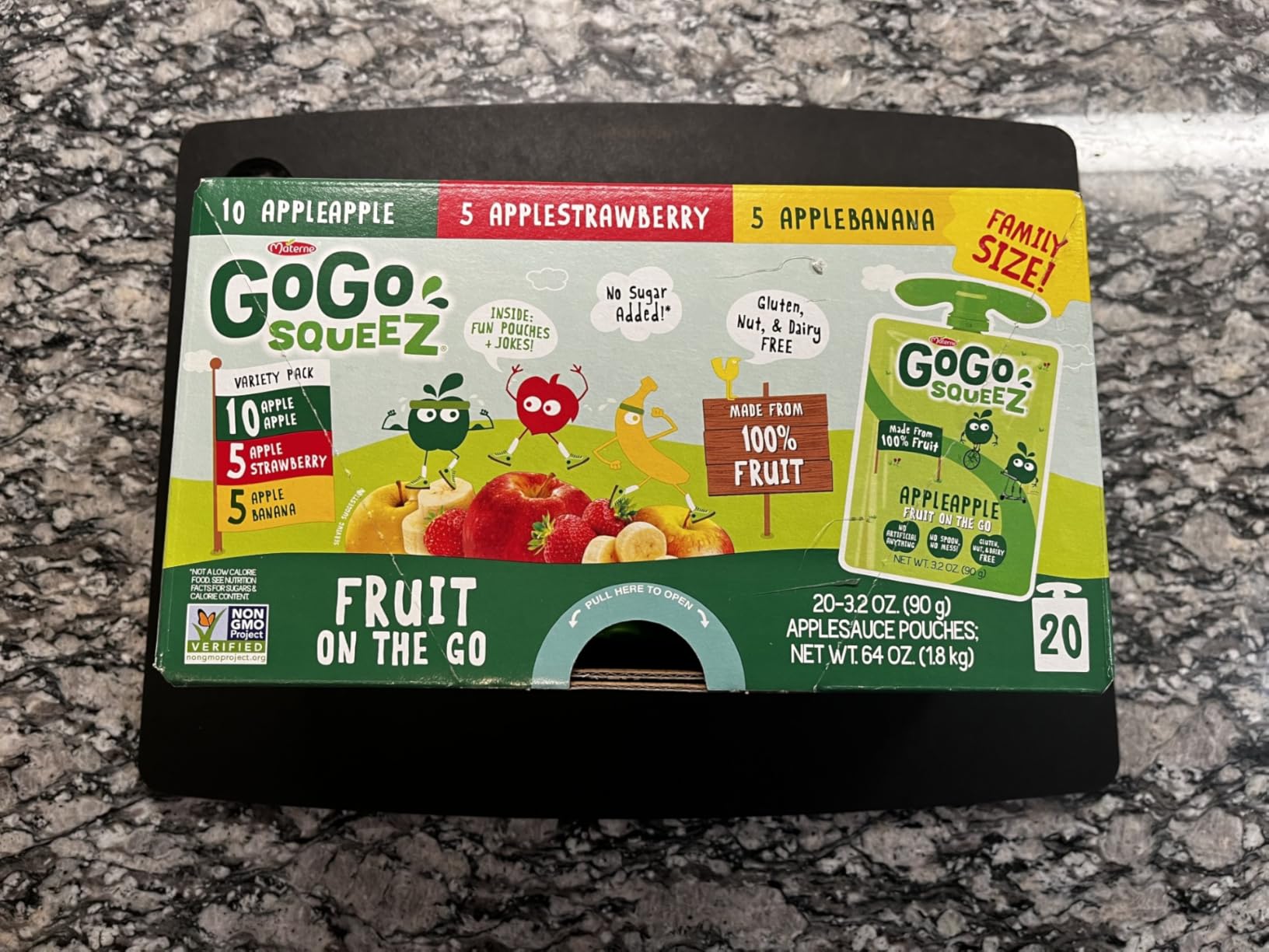 GoGo squeeZ No Sugar Added Applesauce and Fruit Puree Variety Pack, Apple, Banana & Strawberry, 3.2 oz Pouches (Pack of 20), Fruit Snacks for Kids, Gluten Free, Nut Free, Recloseable Cap, BPA Free customer photo 2
