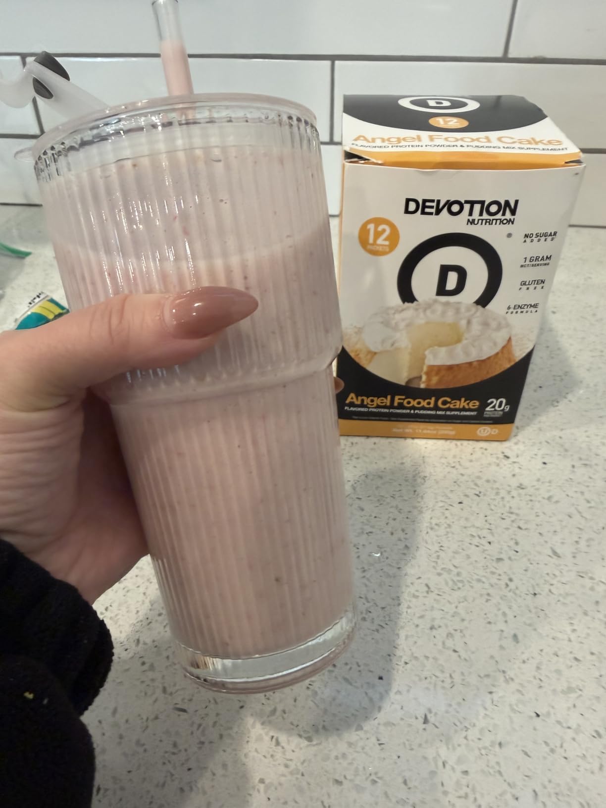 Devotion Nutrition Angel Food Cake Protein Powder for Shakes, Baking, Pancakes, Desserts - 20g Whey Isolate & Casein Protein Blend - No Added Sugar, Low Carb, Gluten-Free, Keto-Friendly with MCT - 2lb customer photo 1
