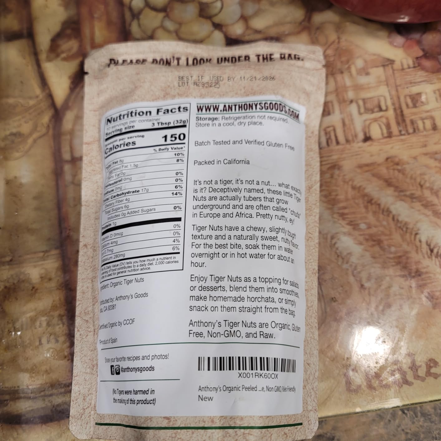 Anthony's Organic Peeled Tiger Nuts, 12 oz, Raw, Gluten Free, Non GMO, Paleo Friendly customer photo 1