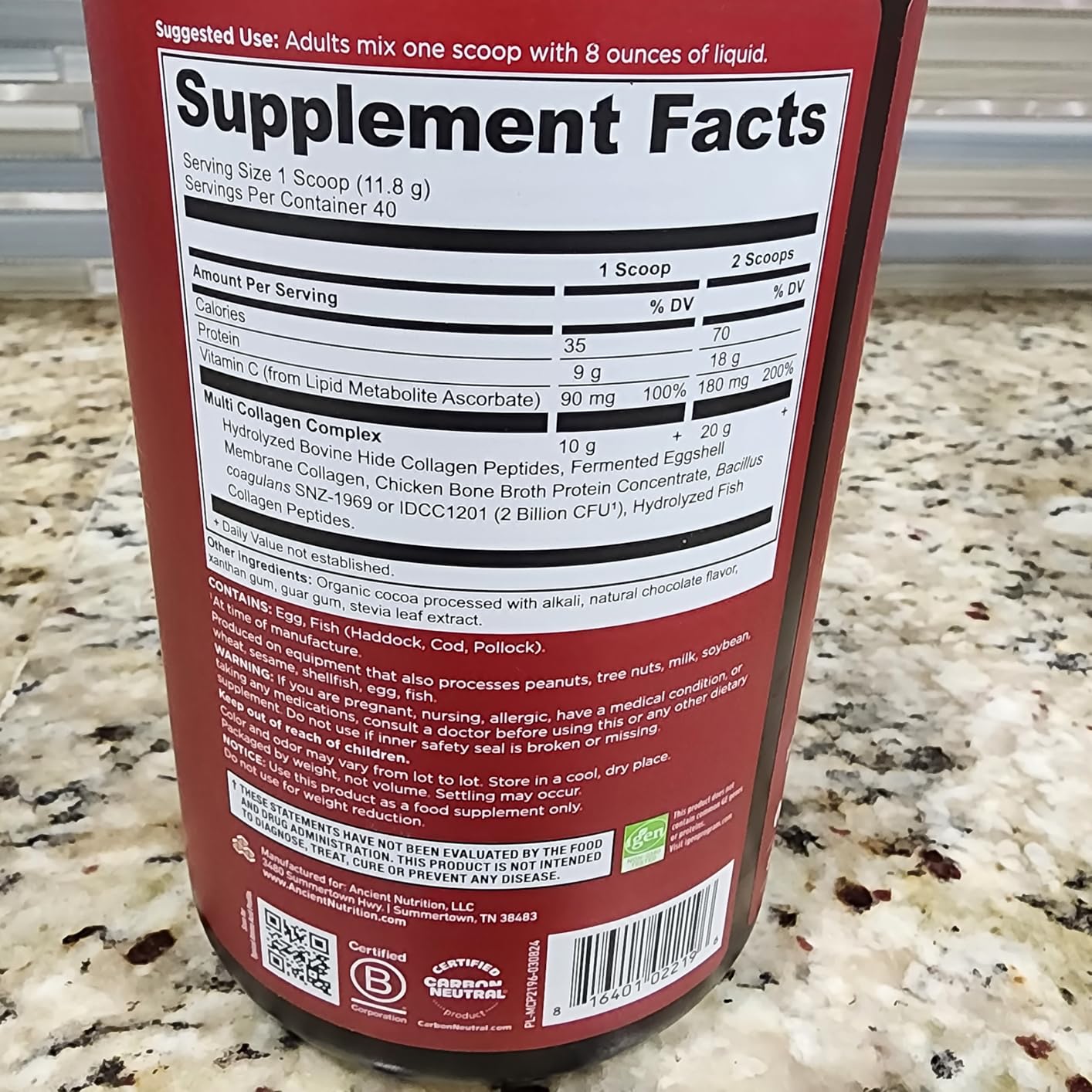 Ancient Nutrition Collagen Peptides Powder, Multi Collagen Protein, Women & Men, Vitamin C, Probiotics, Hydrolyzed Collagen, Supports Skin, Joints, Gut Health, Vanilla, 45 Servings customer photo 1