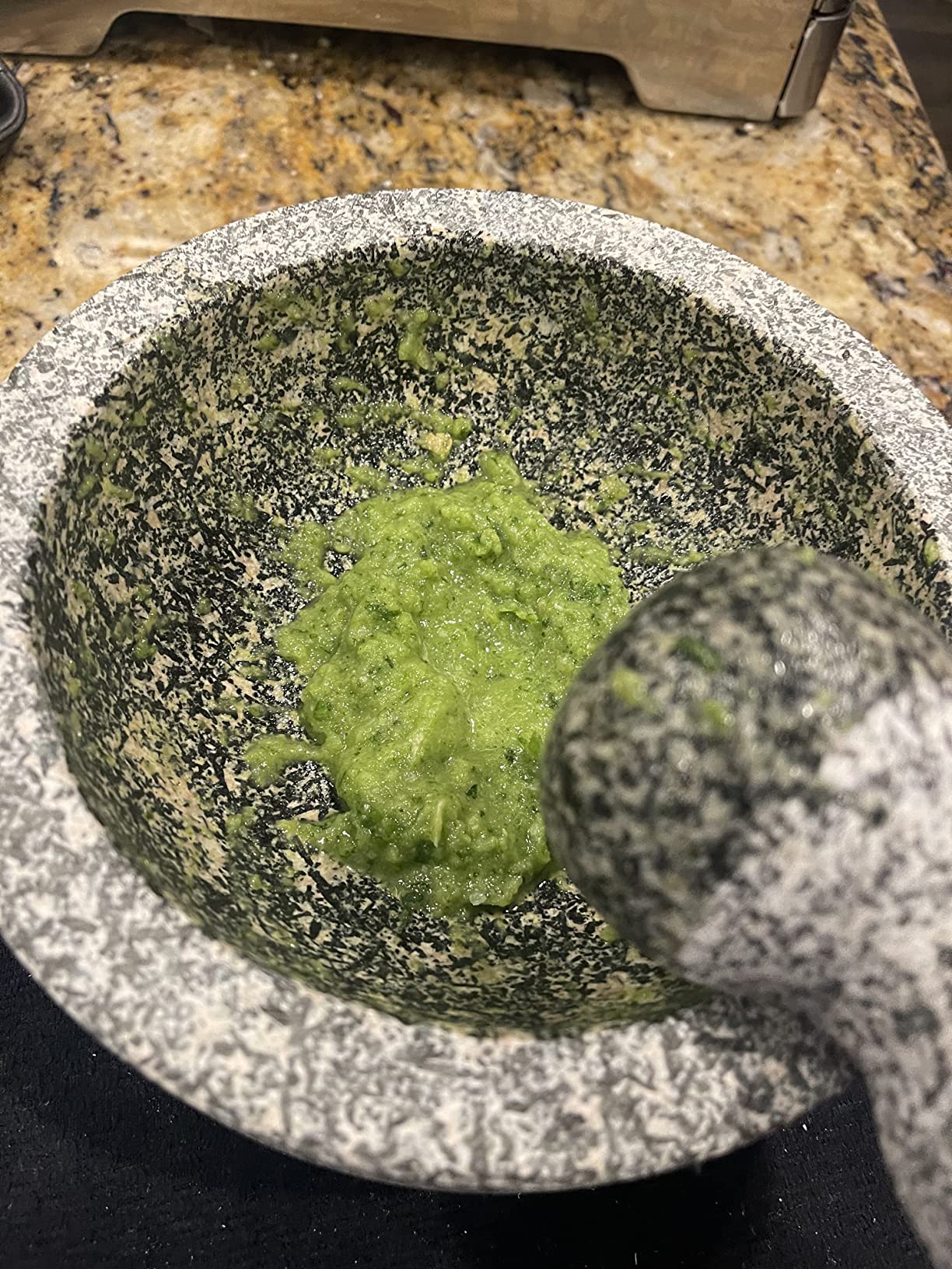 Umien Granite Mortar and Pestle Set - 8-Inch Natural Stone Molcajete with Avocado Tool - 3.5 Cup Capacity for Spices, Herbs, Pestos & Guacamole - Premium Kitchen Gift (Grey) customer photo 2