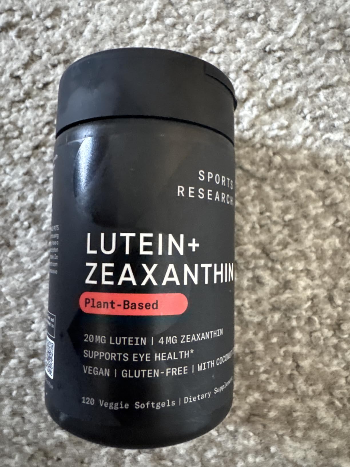 Sports Research Lutein and Zeaxanthin Capsules - Eye Health Support Supplement Made with Lute-Gen and Organic Coconut Oil - Vegan Friendly & Non-GMO Verified - 120 Veggie Softgels customer photo 1