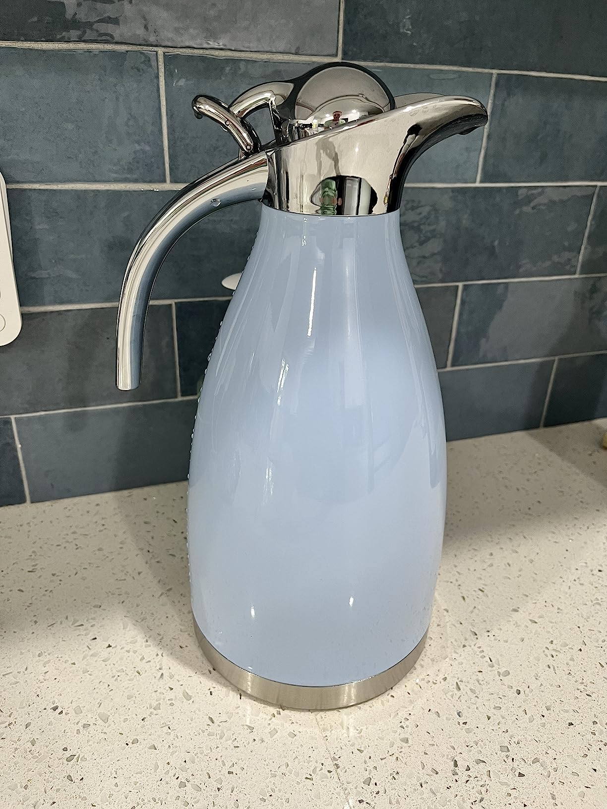 Sumerflos 68 Oz Stainless Steel Coffee Thermal Carafe/Double Walled Vacuum Thermos Insulated / 12 Hour Heat Retention (Silver) customer photo 2