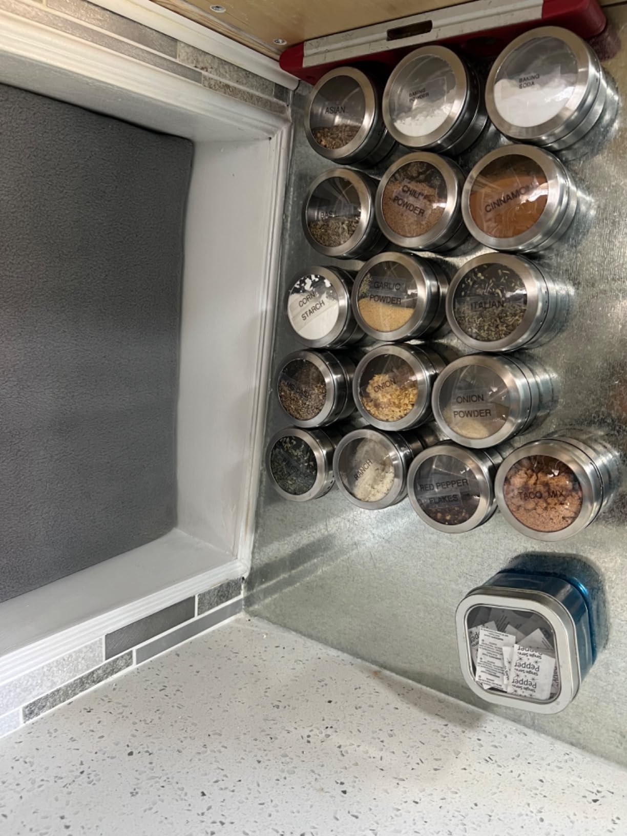 12 Powerful Magnetic Spice Tins- Stainless Steel Spice Storage Containers, Kitchen Spice Jars with Clear Lid with Sift & Pour, Rack Magnetic on Fridge, 120 Spice Labels customer photo 2
