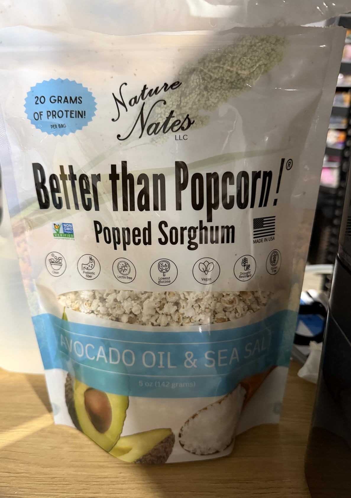Nature Nate's Popped Sorghum, Avocado Oil Sea Salt - Organic Sorghum, Keto & Gluten Free, Whole 30, Healthy Snacks, Better Than Popcorn, Made in USA - 5 Ounce customer photo 1